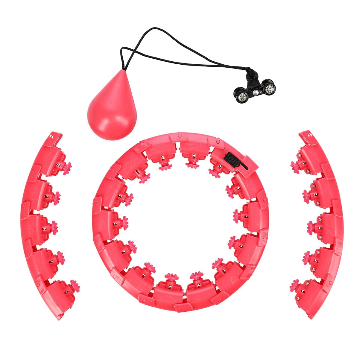 Czerwone hula hop z obciążnikiem do fitnessu i masażu talii 10