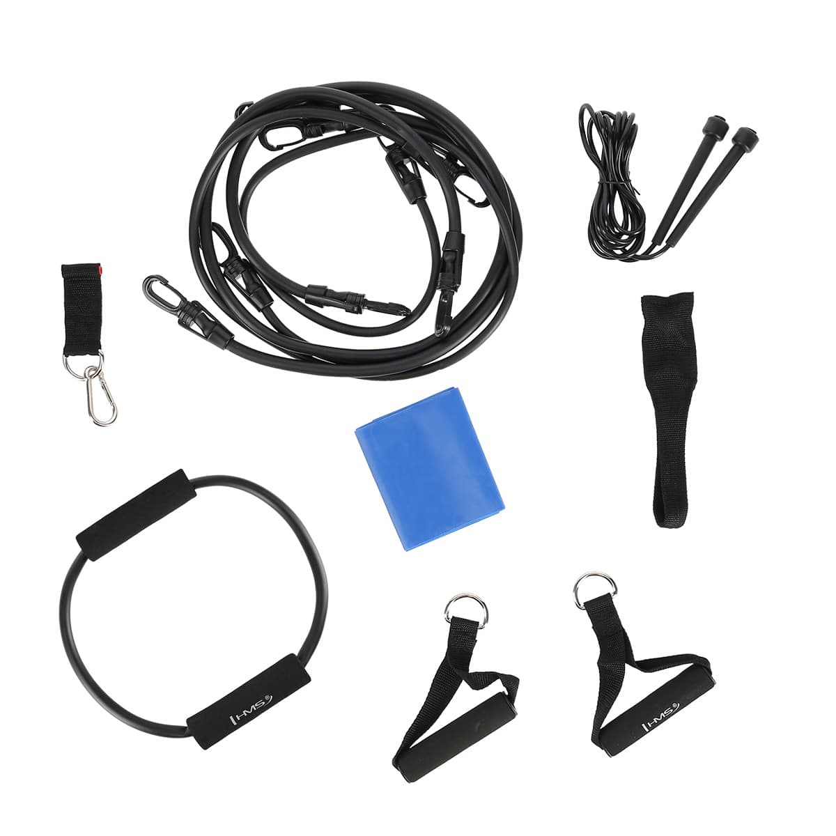 Zestaw do ćwiczeń siłowych HMS TX02 z gumami oporowymi i skakanką 3