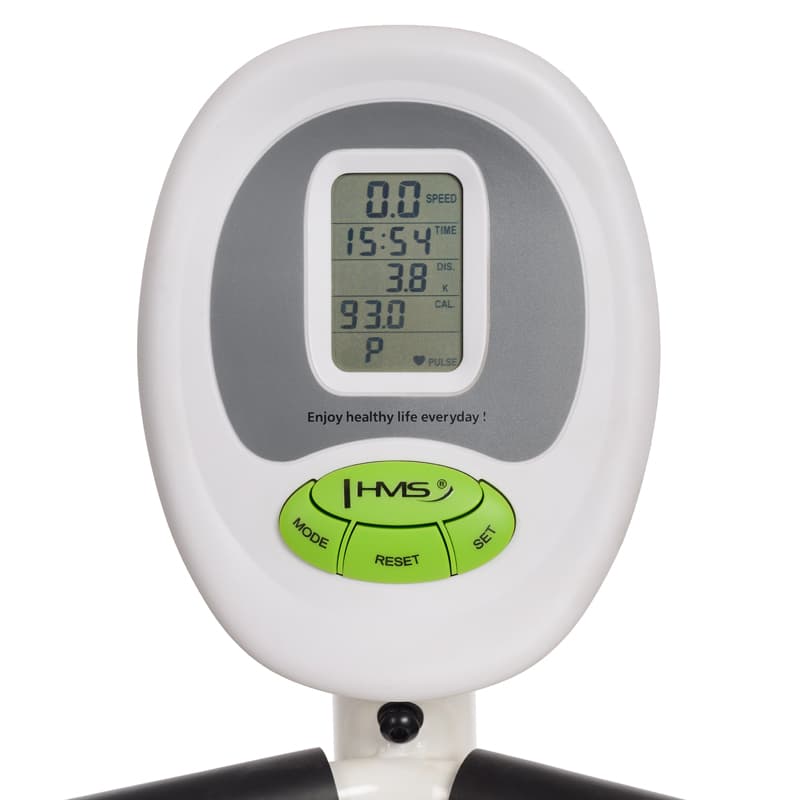 Poziomy rower stacjonarny magnetyczny HMS 9 kg biało-zielony 7