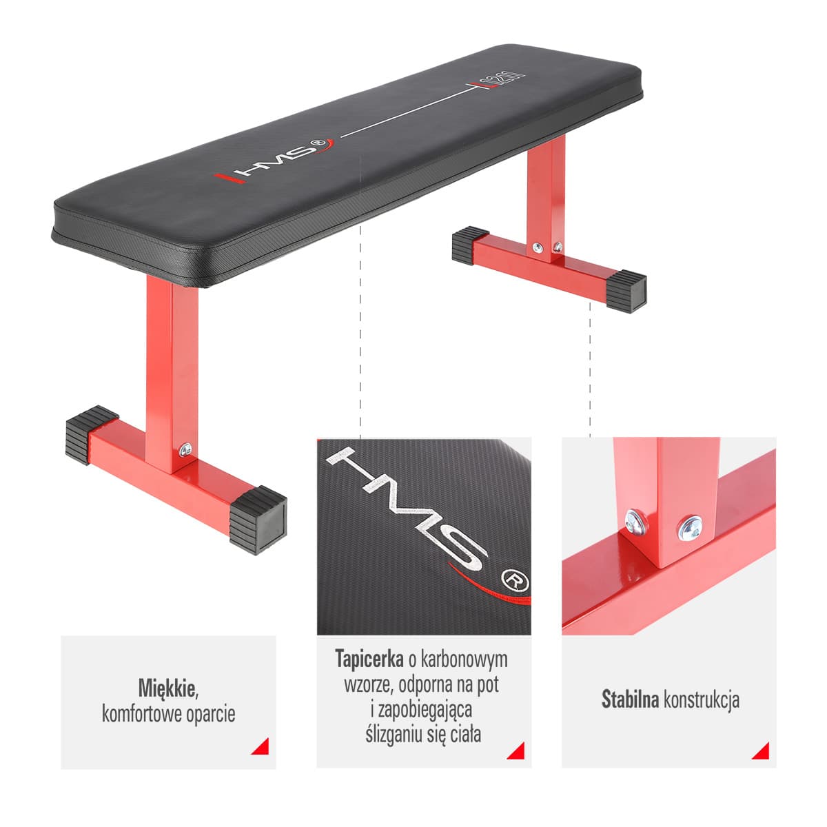 Ławka do ćwiczeń pozioma HMS L1211 stabilna i wytrzymała 2