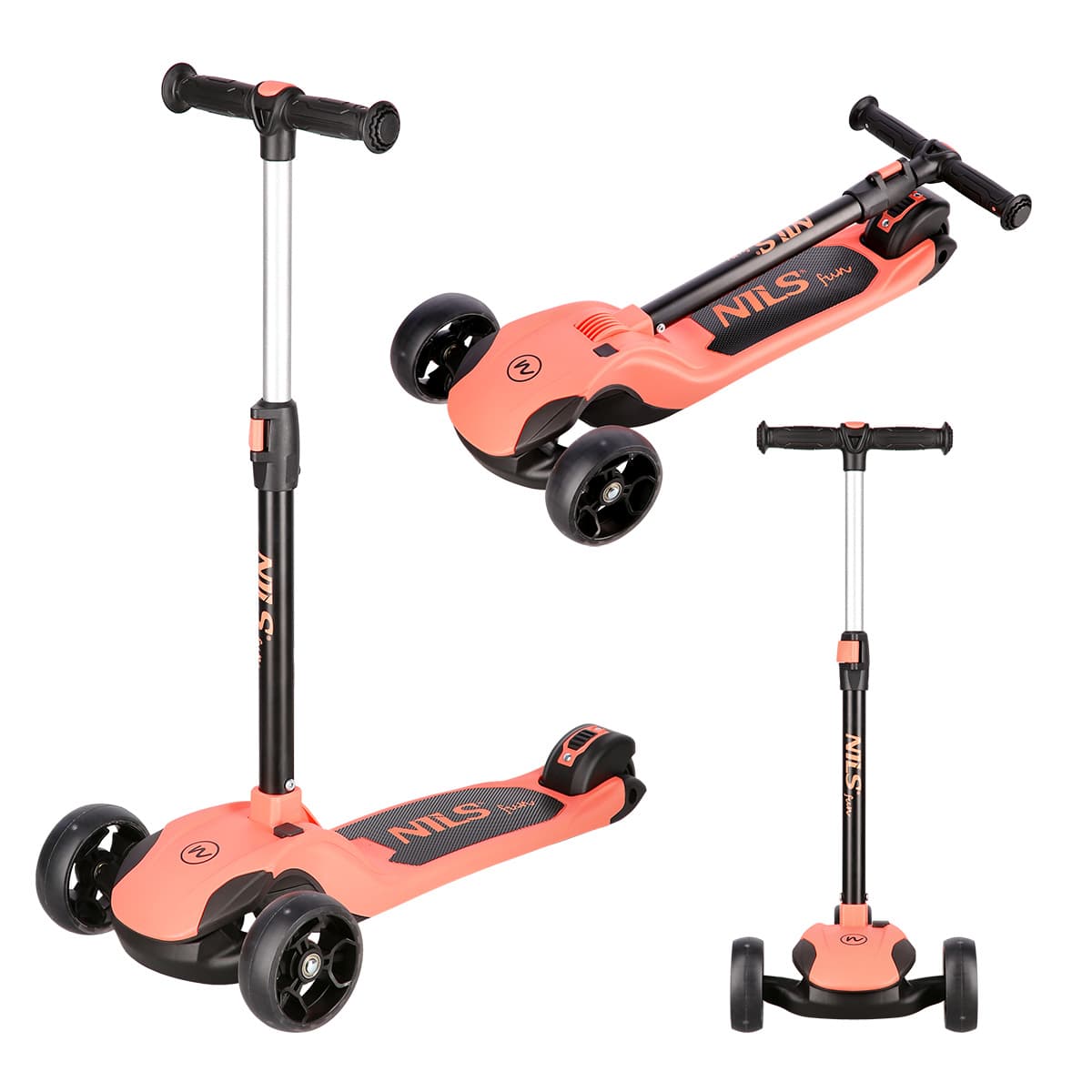 Różowa hulajnoga trójkołowa LED dla dzieci Nils Fun HLB122 4