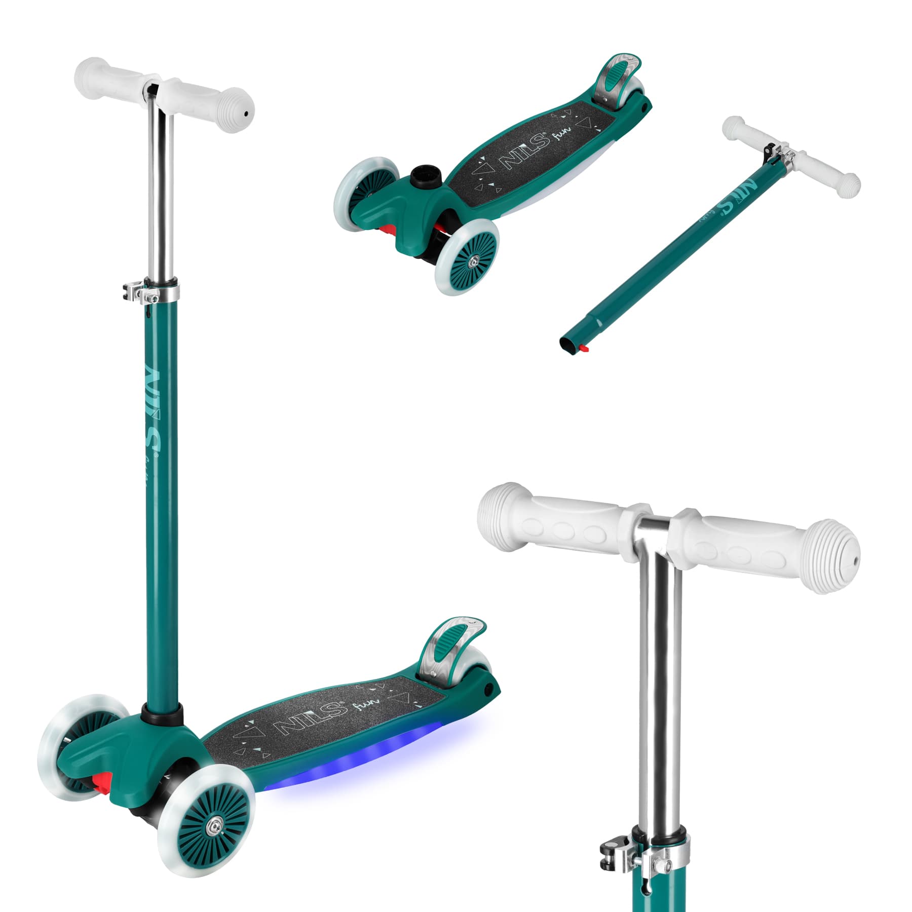 HLB1310 LED Hulajnoga Dziecięca Zielona Nils Fun 2