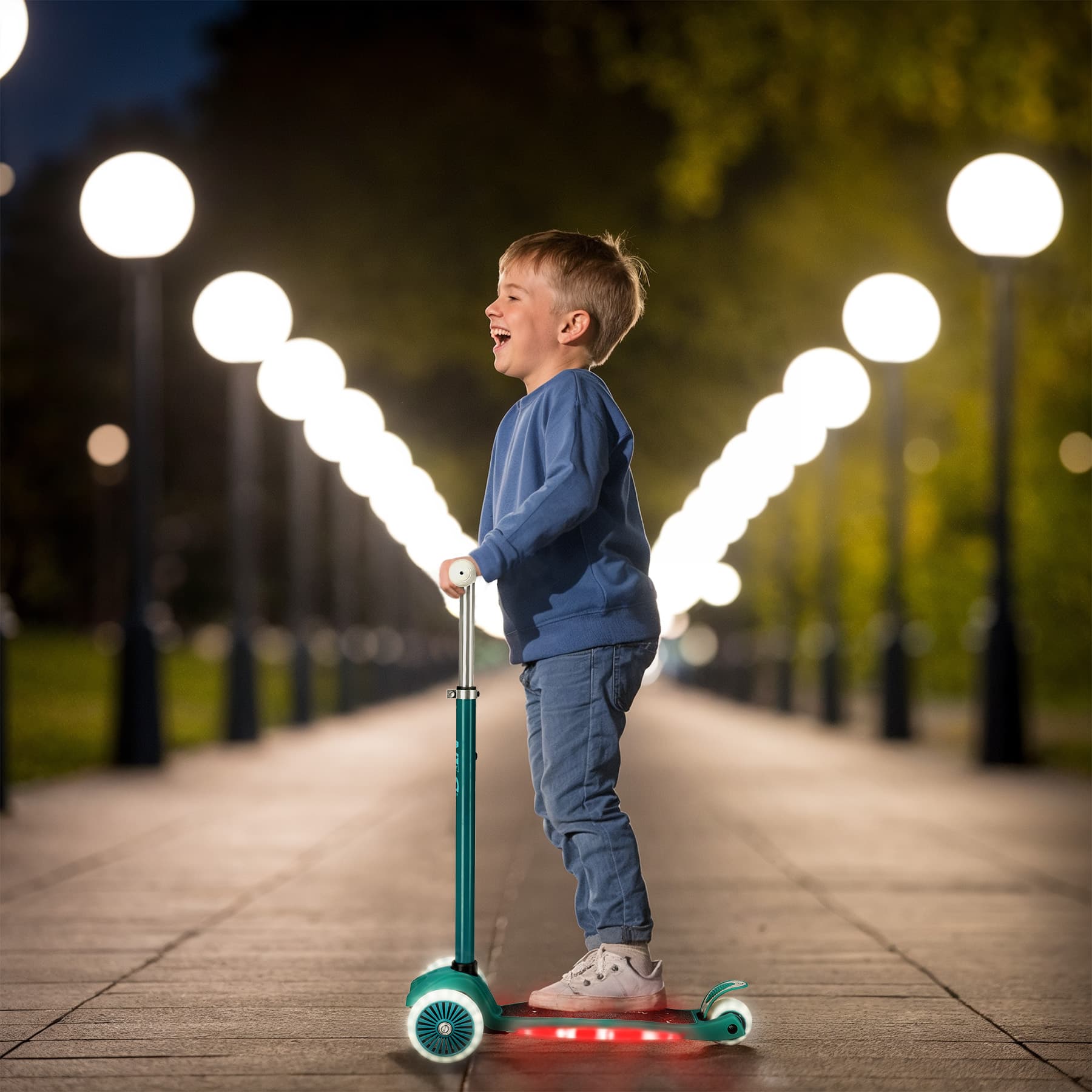 HLB1310 LED Hulajnoga Dziecięca Zielona Nils Fun 3