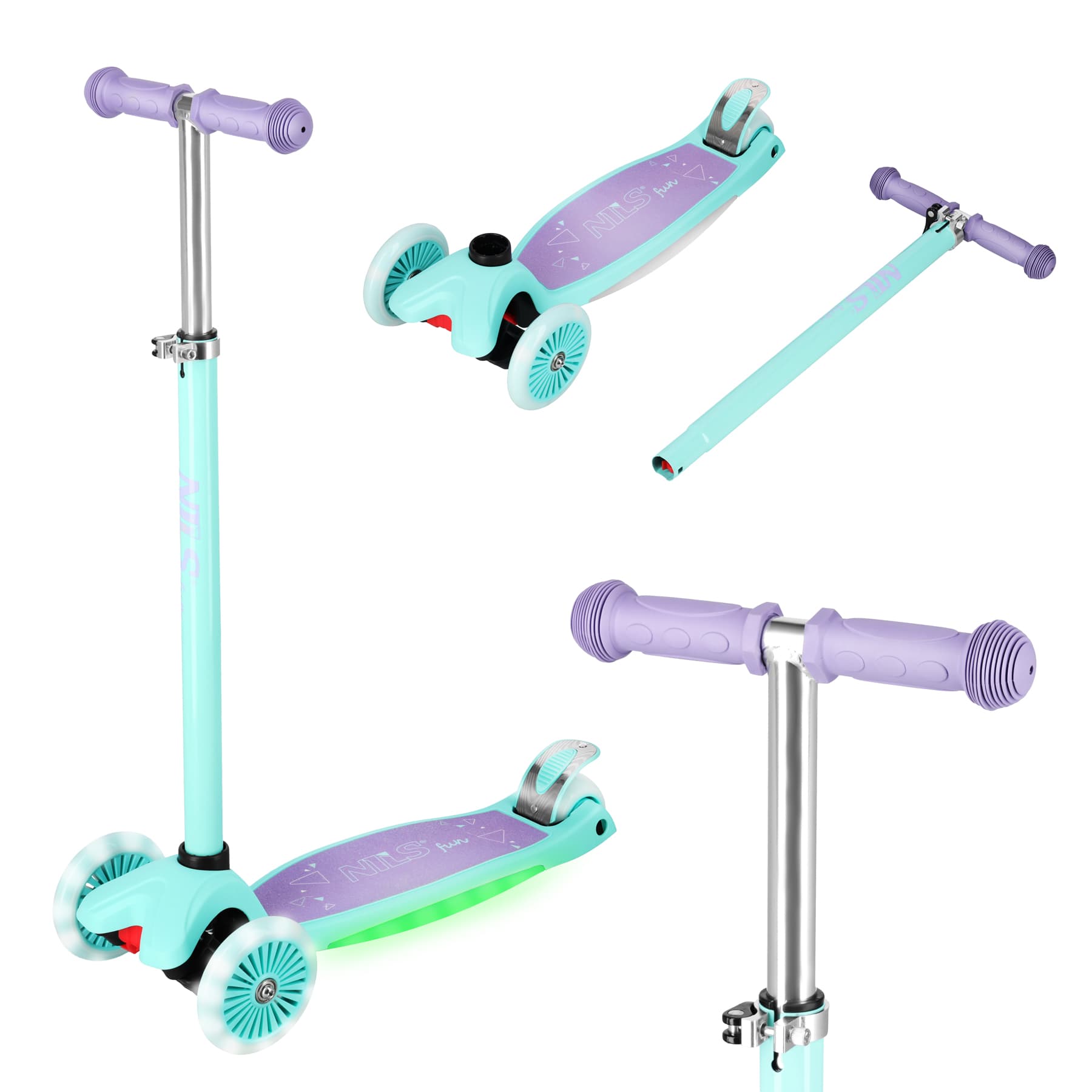 Hulajnoga dziecięca LED fioletowa Nils Fun 2
