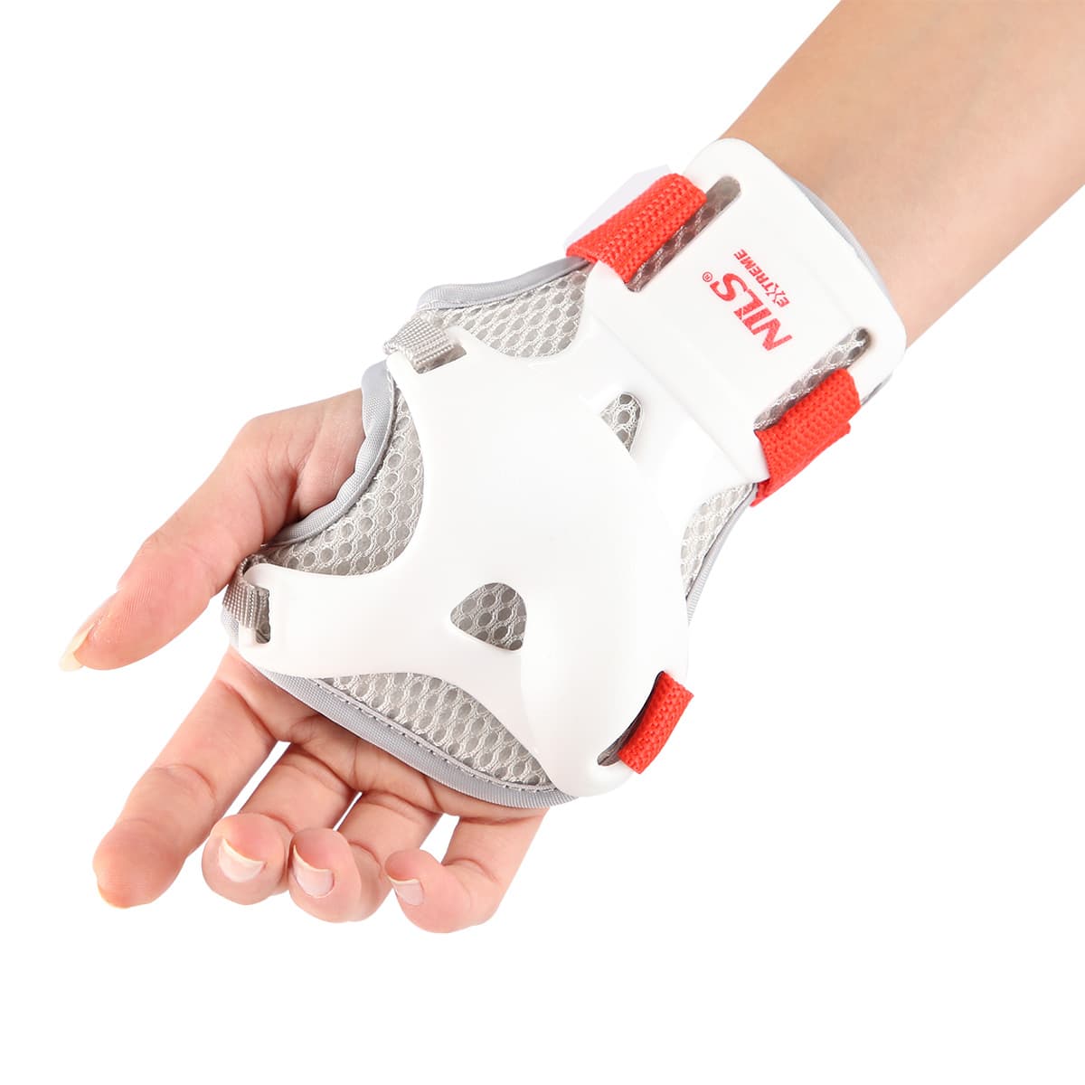 Zestaw ochraniaczy na nadgarstki łokcie i kolana Nils Extreme białe rozmiar L 5