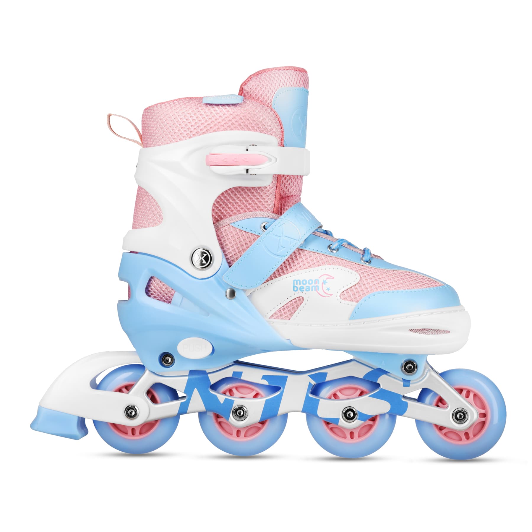 Zestaw rolek, ochraniaczy i LED Nils Extreme Moonbeam białe, rozmiar L (39-42) 2