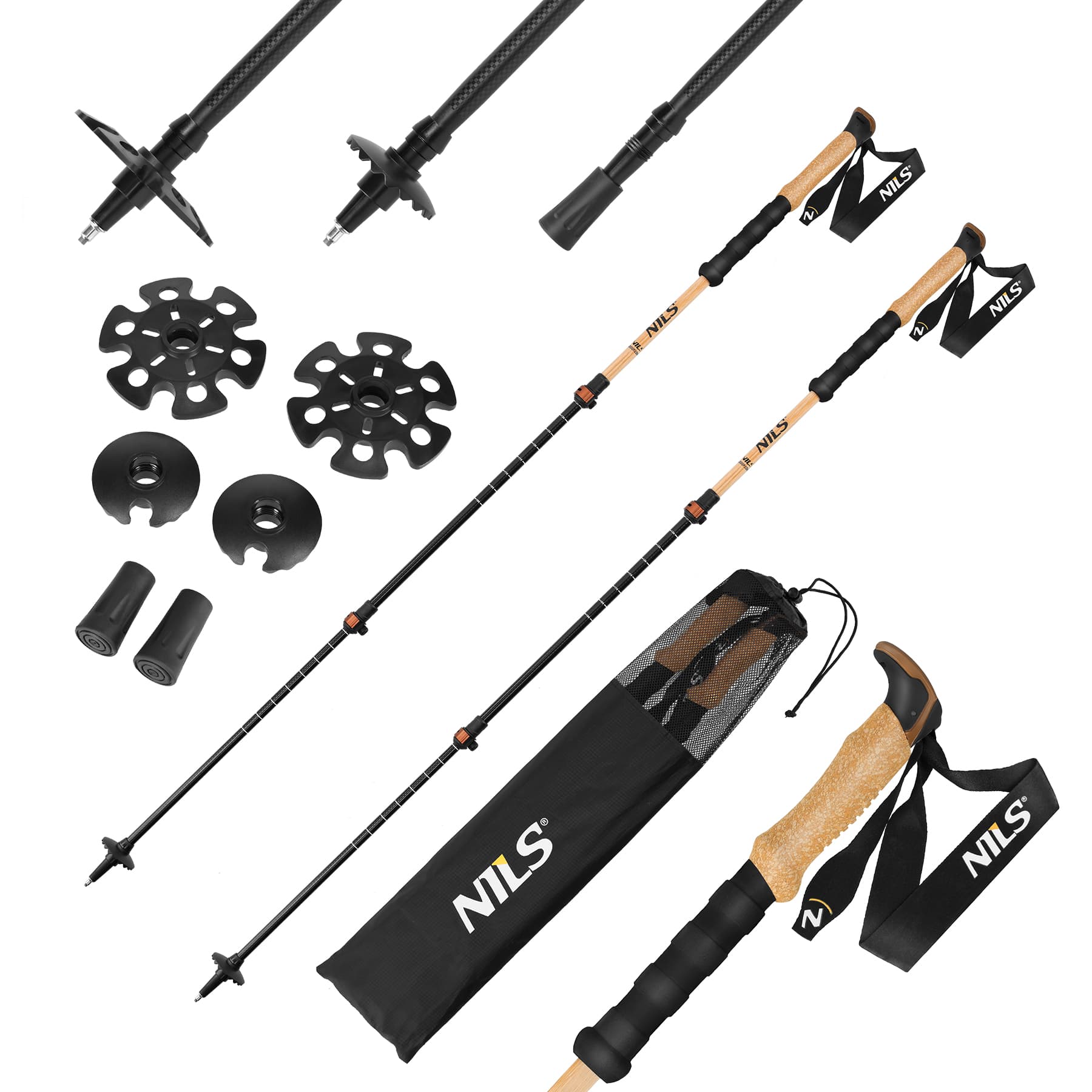 Kije trekkingowe bambusowe Nils z aluminium 7075 2