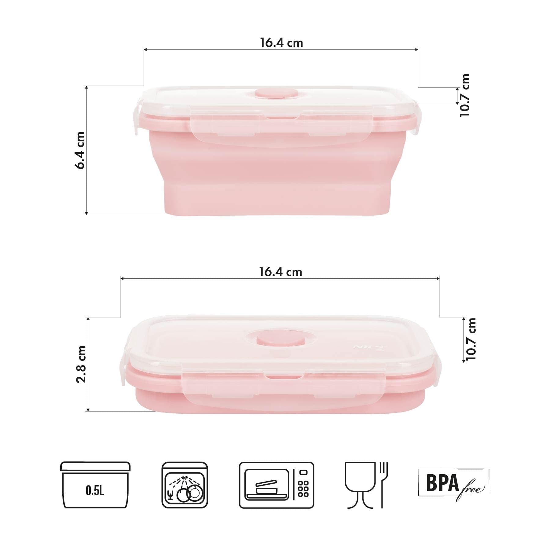 Składany pojemnik na lunch różowy 500 ml Nils Camp 3