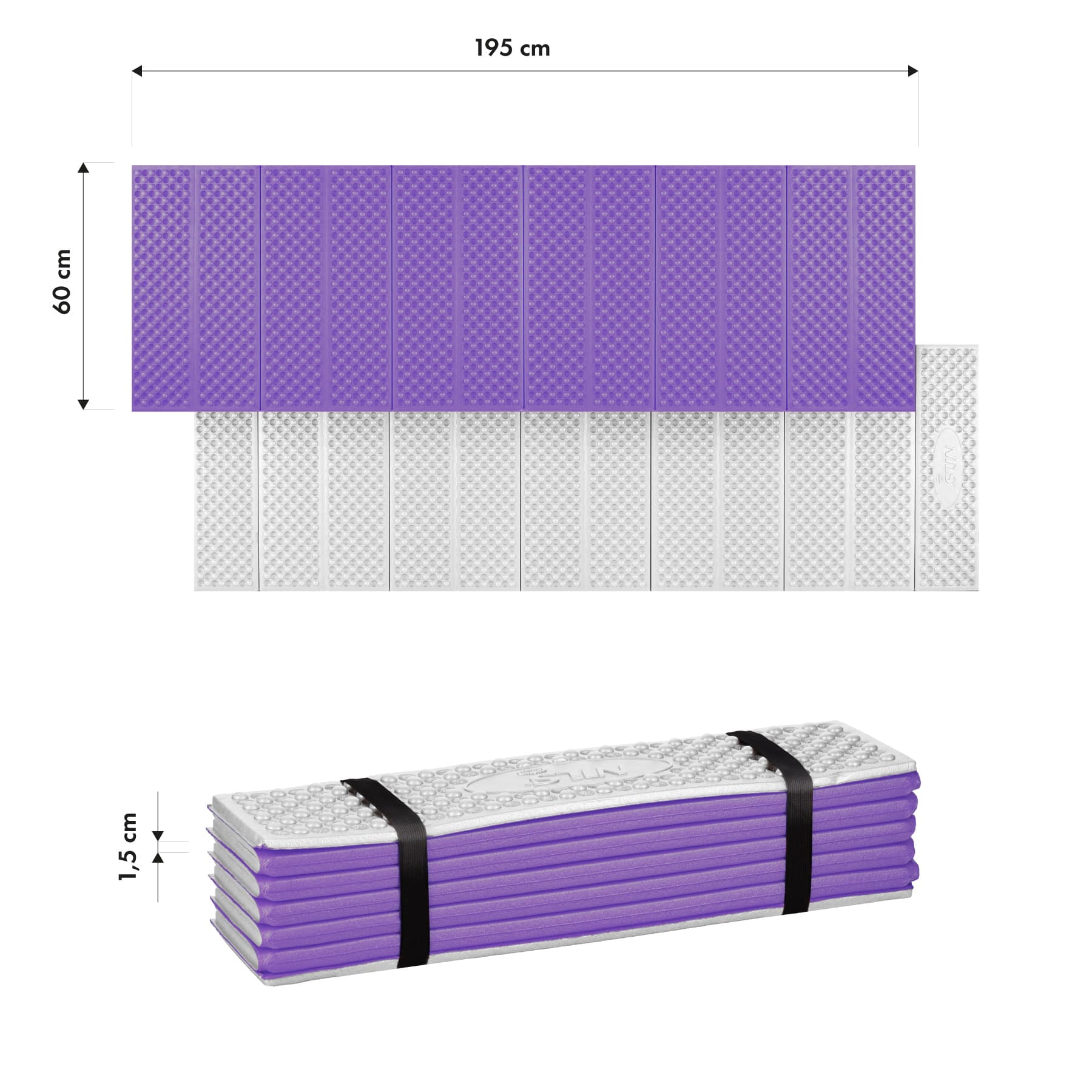 Karimata składana turystyczna z podbiciem aluminiowym i XPE 195 cm fioletowa Nils Camp 4
