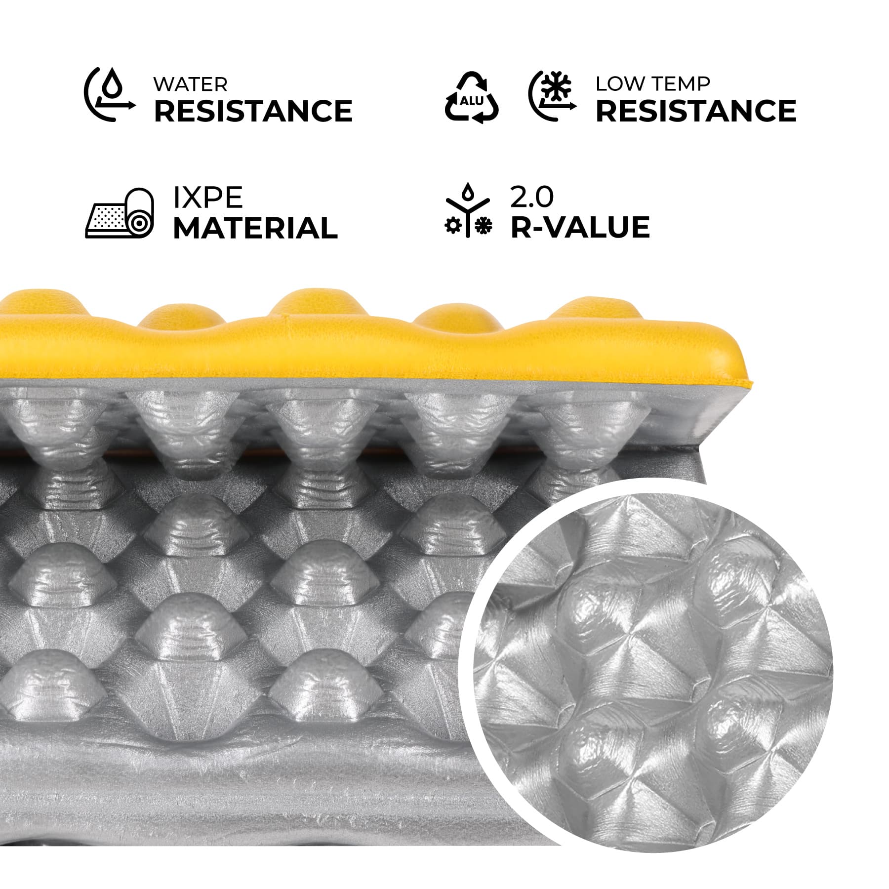 Karimata kempingowa do siedzenia z podbiciem aluminiowym i pianką IXPE 40 cm żółta 3