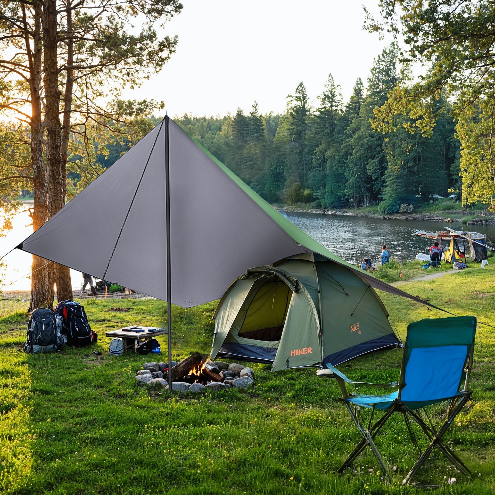 NILS CAMP Płachta biwakowa tarp kempingowa 300x300 cm zielona 2