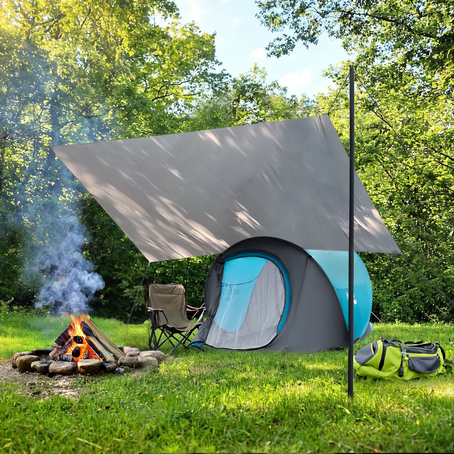 Płachta biwakowa kempingowa NILS CAMP 230 x 140 cm niebieska 2