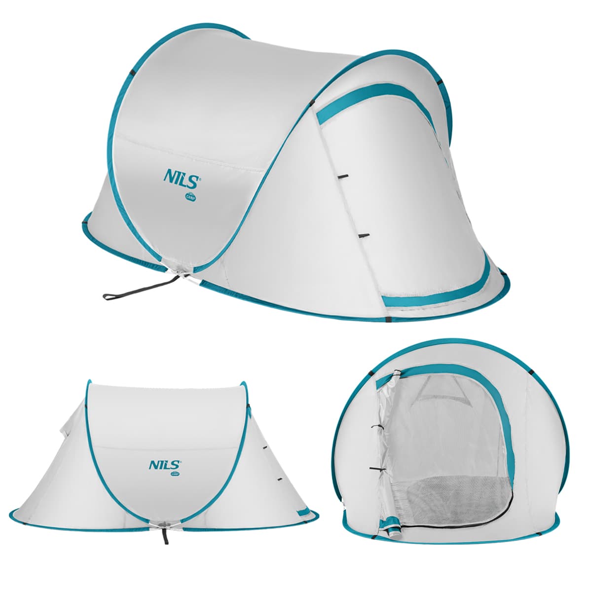 Namiot kempingowy samorozkładający się szary 2-osobowy 2