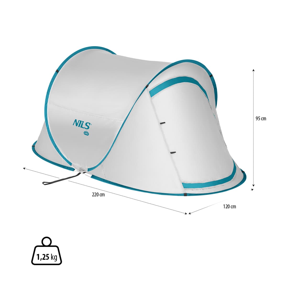 Namiot kempingowy samorozkładający się szary 2-osobowy 4