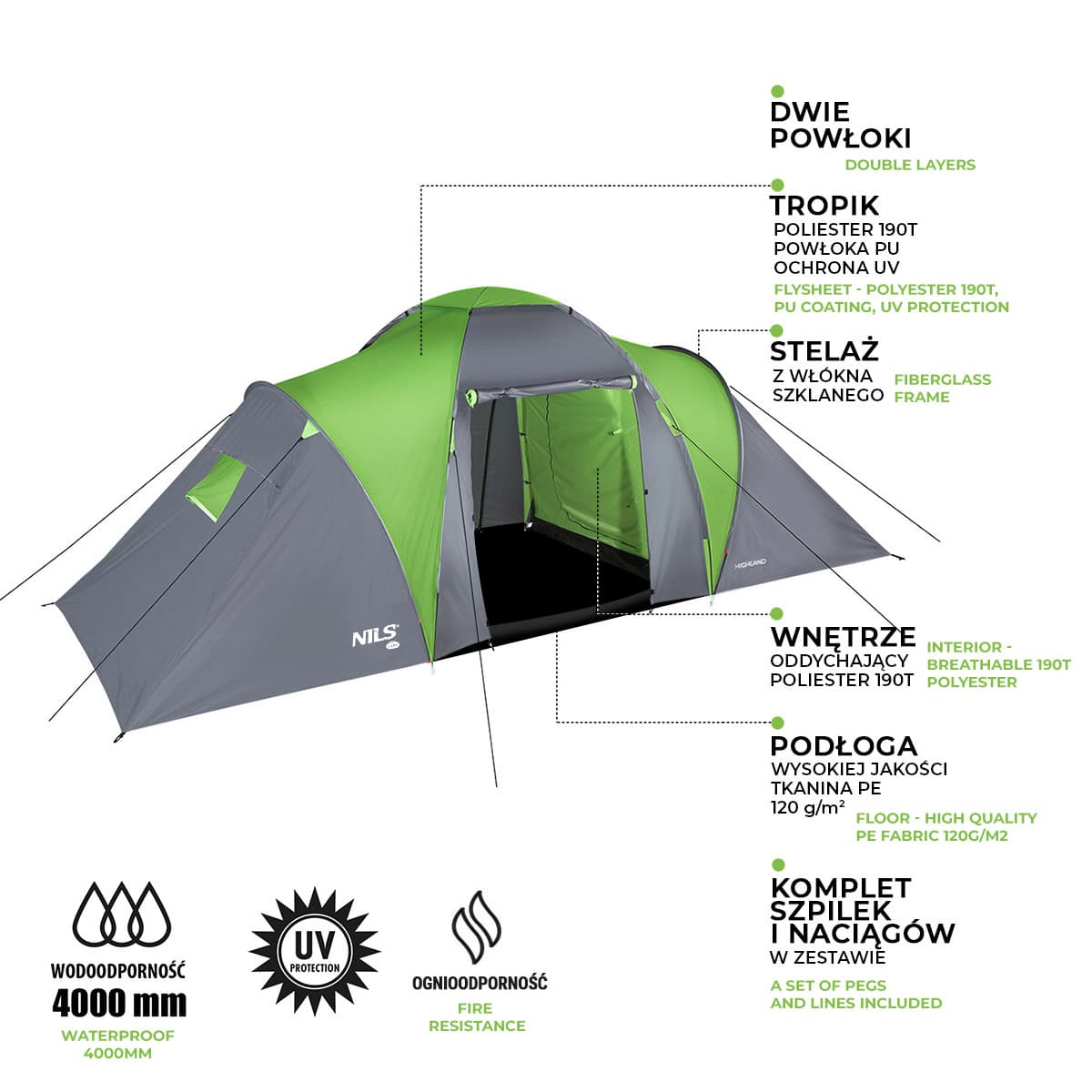 Namiot kempingowy 6-osobowy Nils Camp Highland NC6031 7