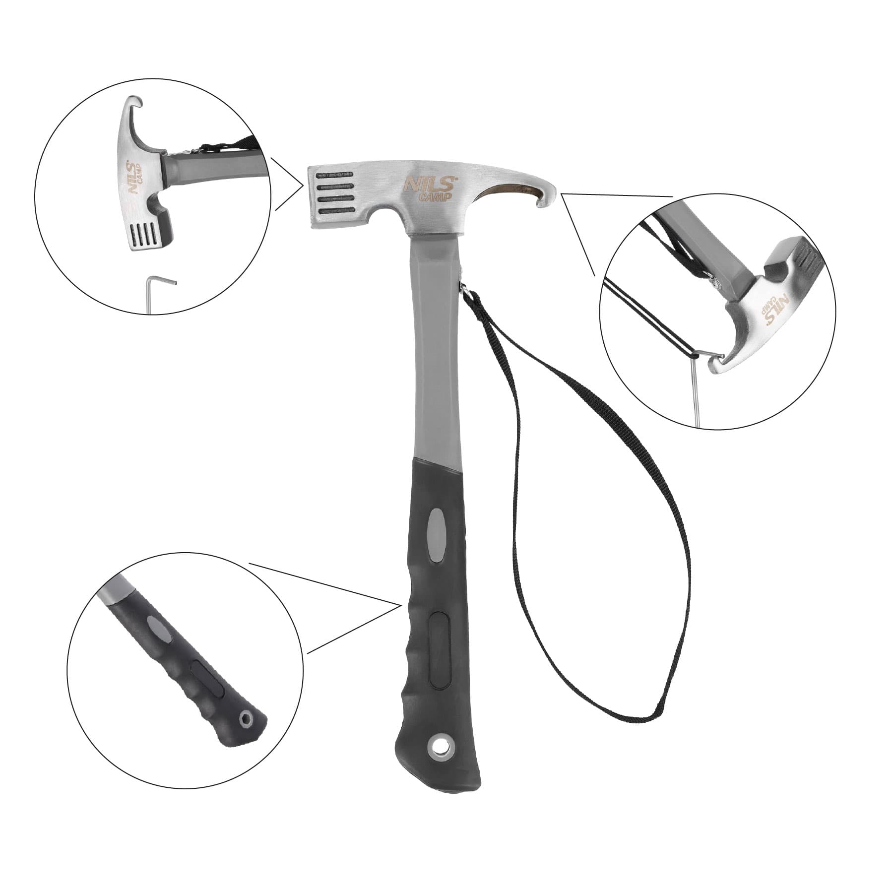 Młotek kempingowy stalowy z uchwytem antypoślizgowym Nils Camp 4
