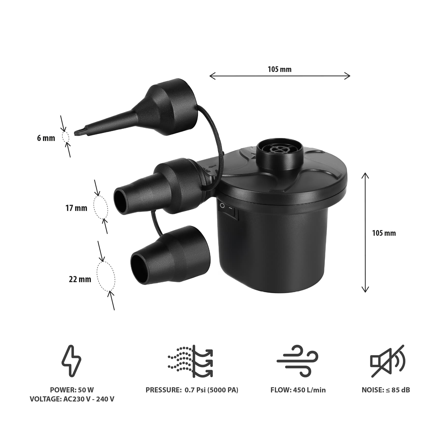 Pompka elektryczna 230-12V z przejściówkami Nils Camp 4