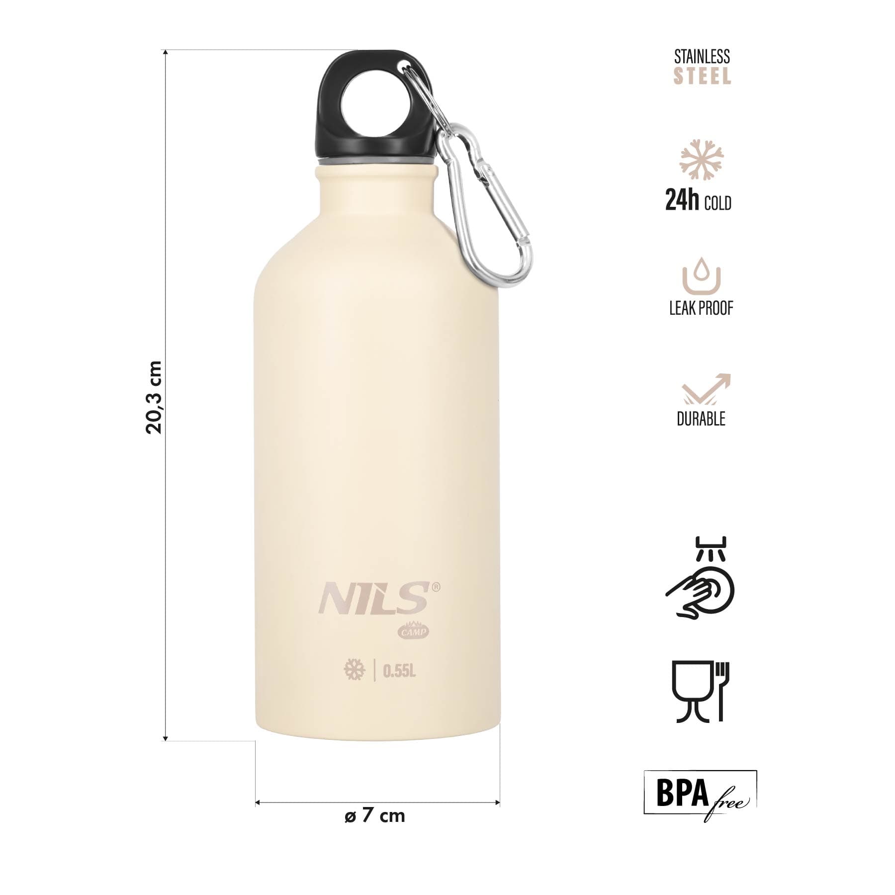 Butelka turystyczna NILS CAMP beżowa 550 ml 2