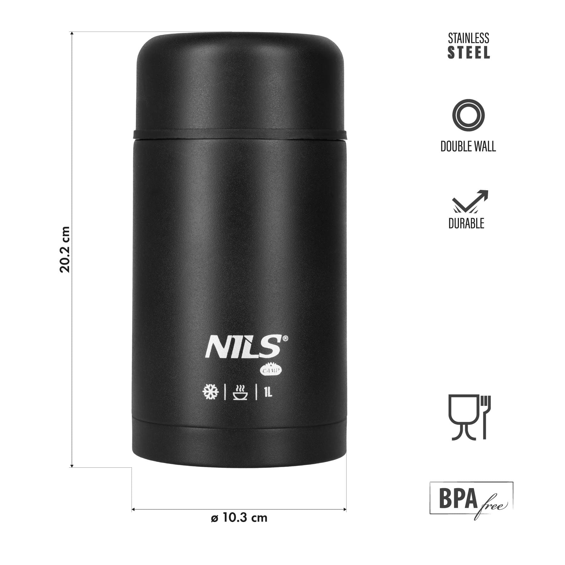 Termos obiadowy Nils Camp NC3802 1000 ml czarny 2