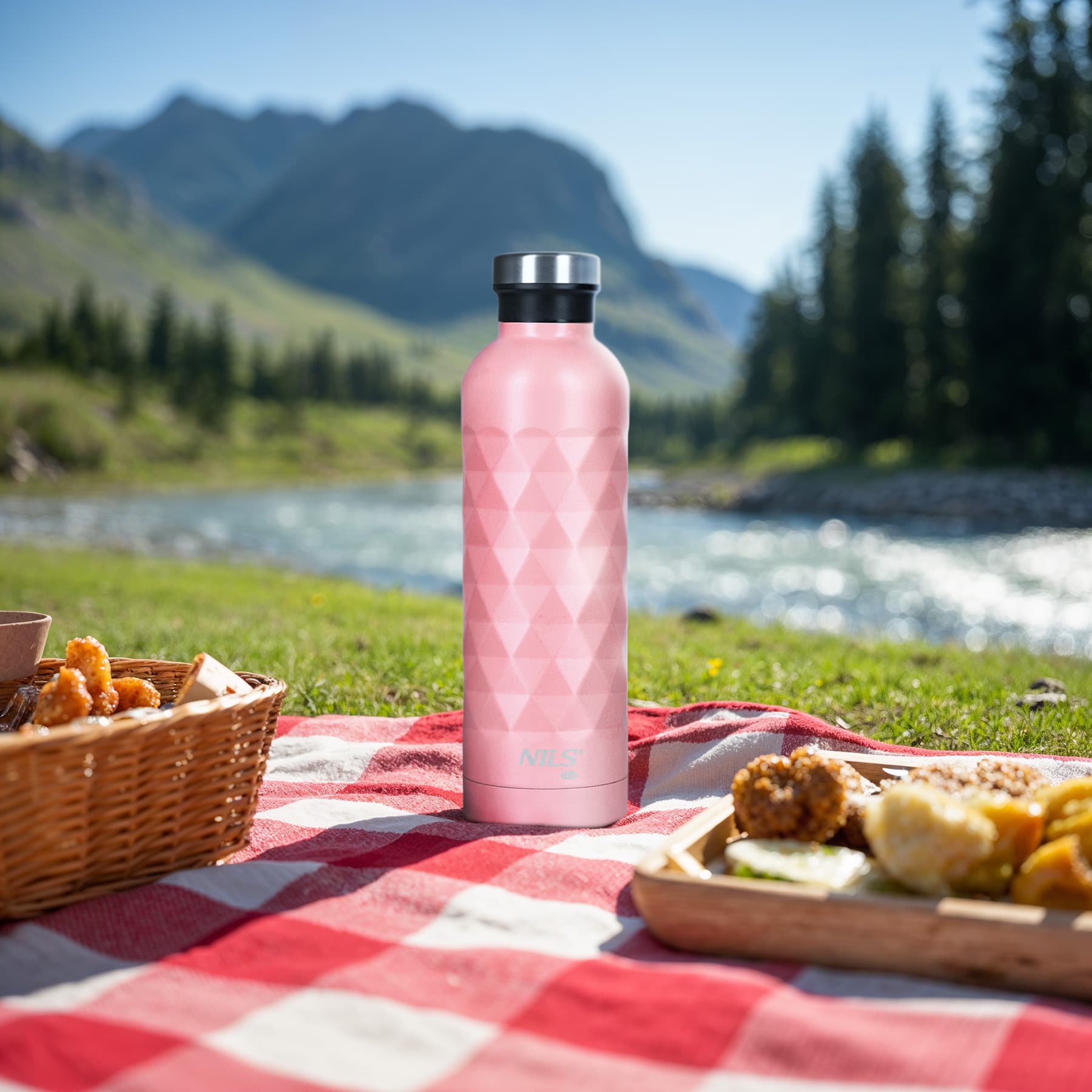 Butelka turystyczna ze stali nierdzewnej Nils Camp 750 ml różowa 4