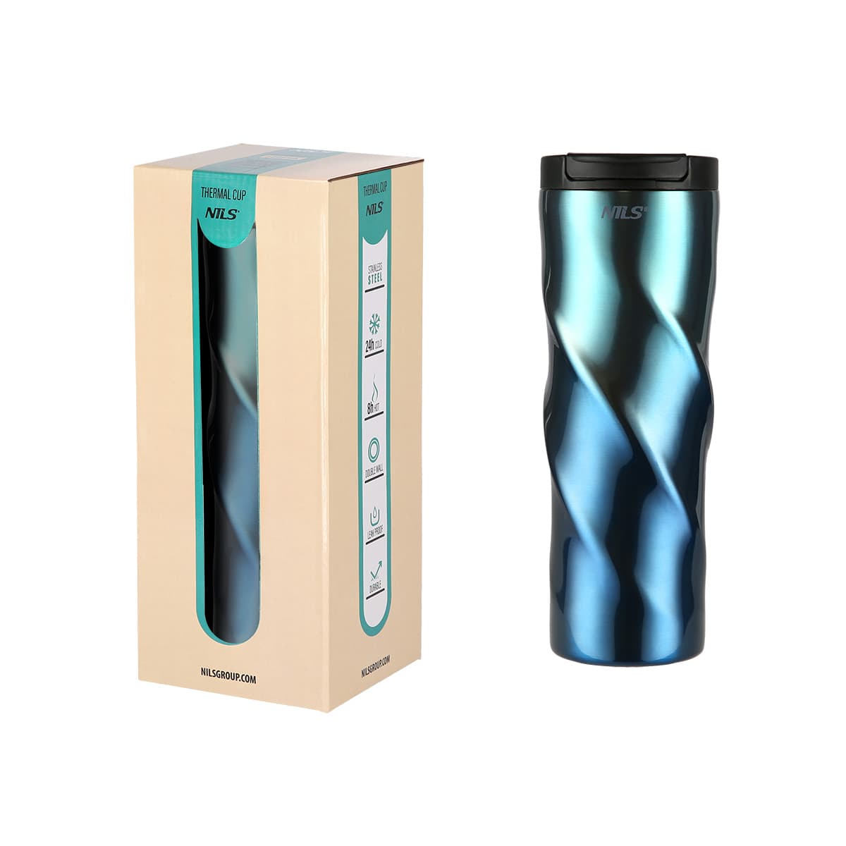 Niebieski kubek termiczny Nils o pojemności 500 ml 2