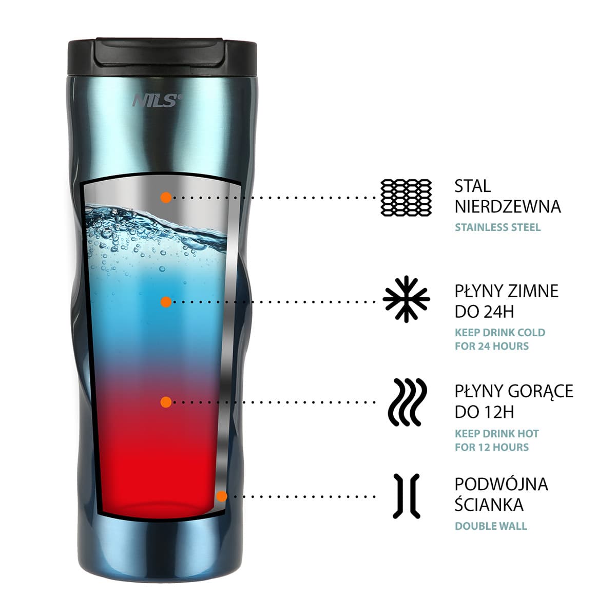 Niebieski kubek termiczny Nils o pojemności 500 ml 6