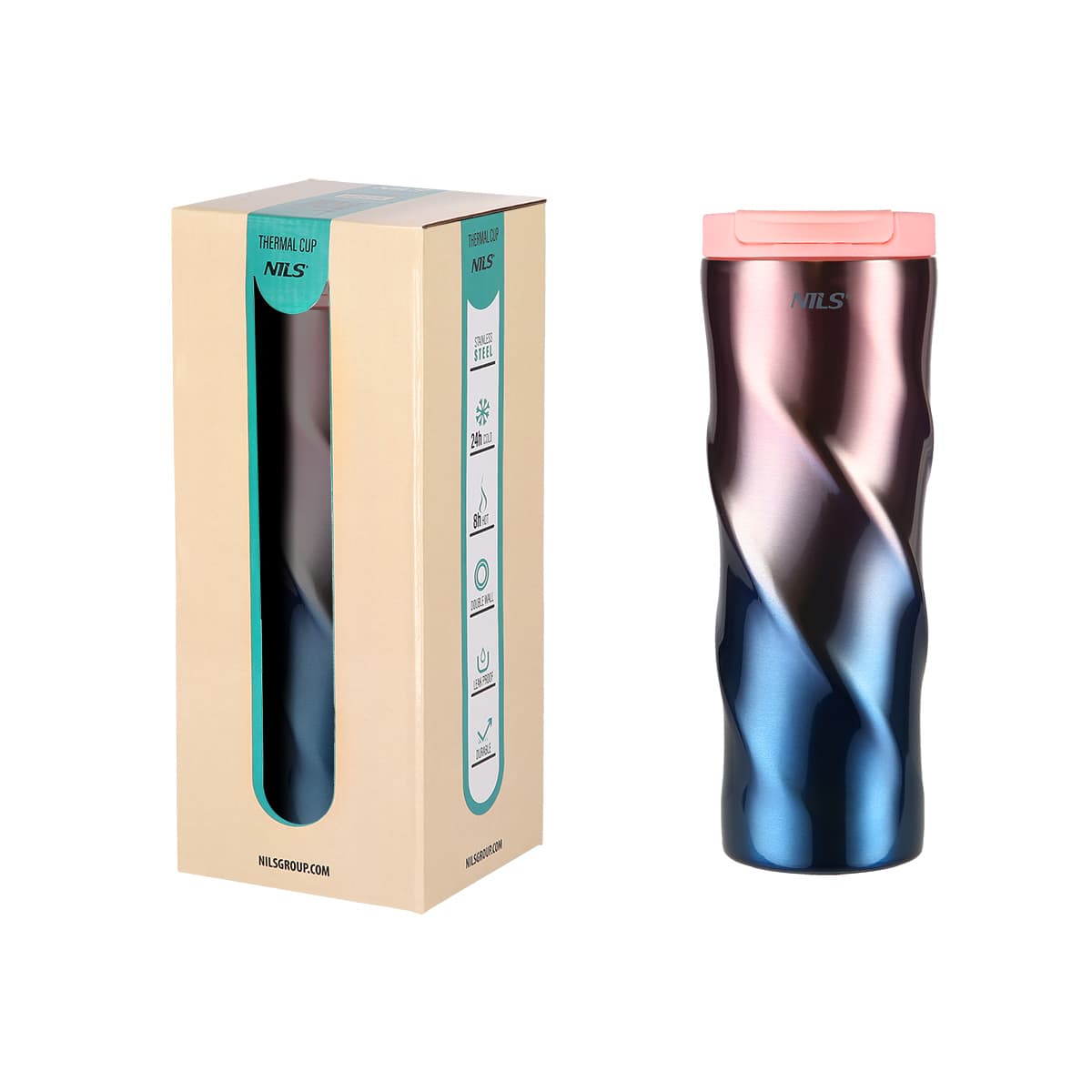 Różowy kubek termiczny Nils NCB22 o pojemności 500 ml 2