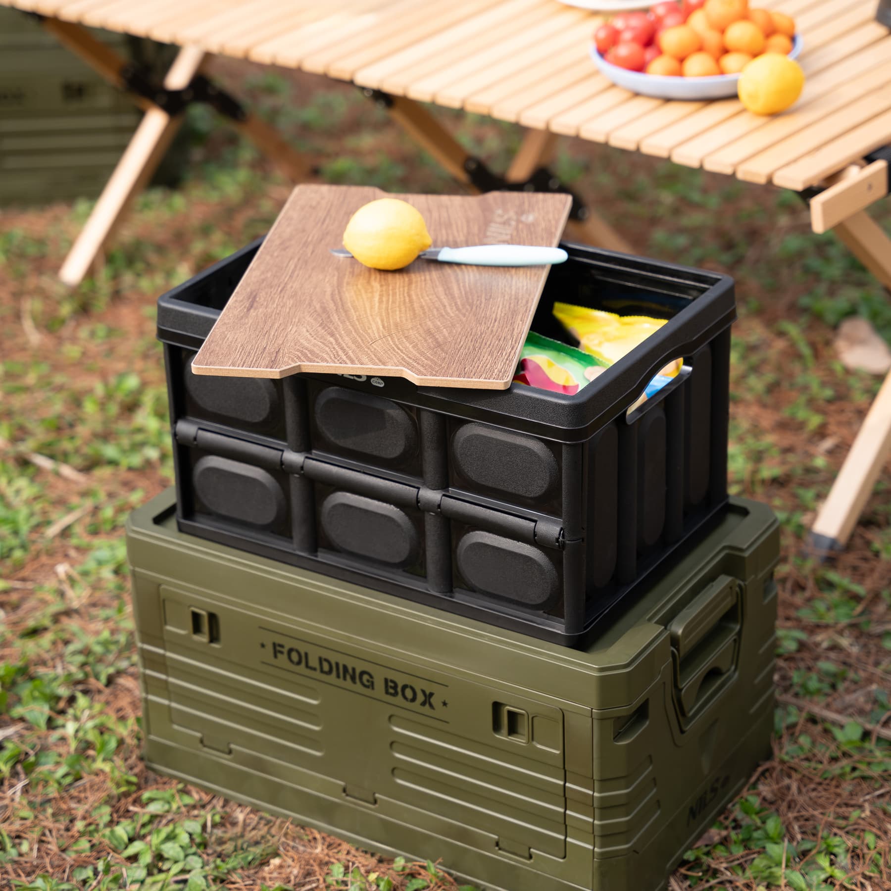 Składana skrzynia kempingowa z funkcją stołu 2w1 20L 9