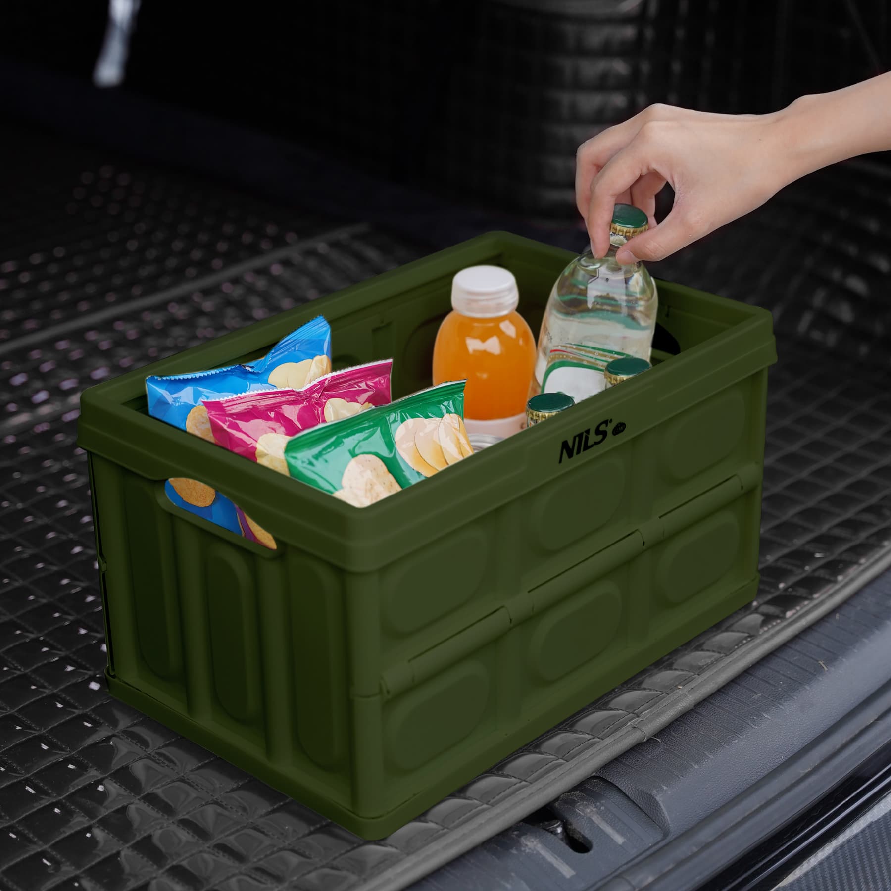 Składana skrzynia turystyczna zielona z funkcją stołu 2w1 Nils Camp 6