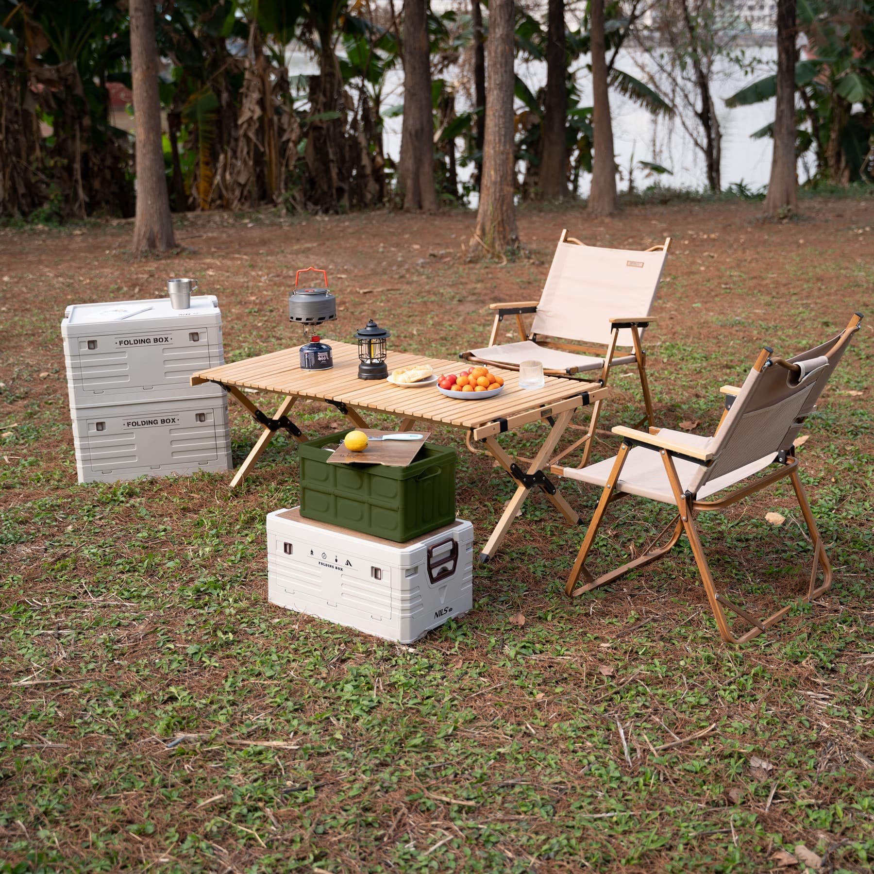 Składana skrzynia turystyczna zielona z funkcją stołu 2w1 Nils Camp 8