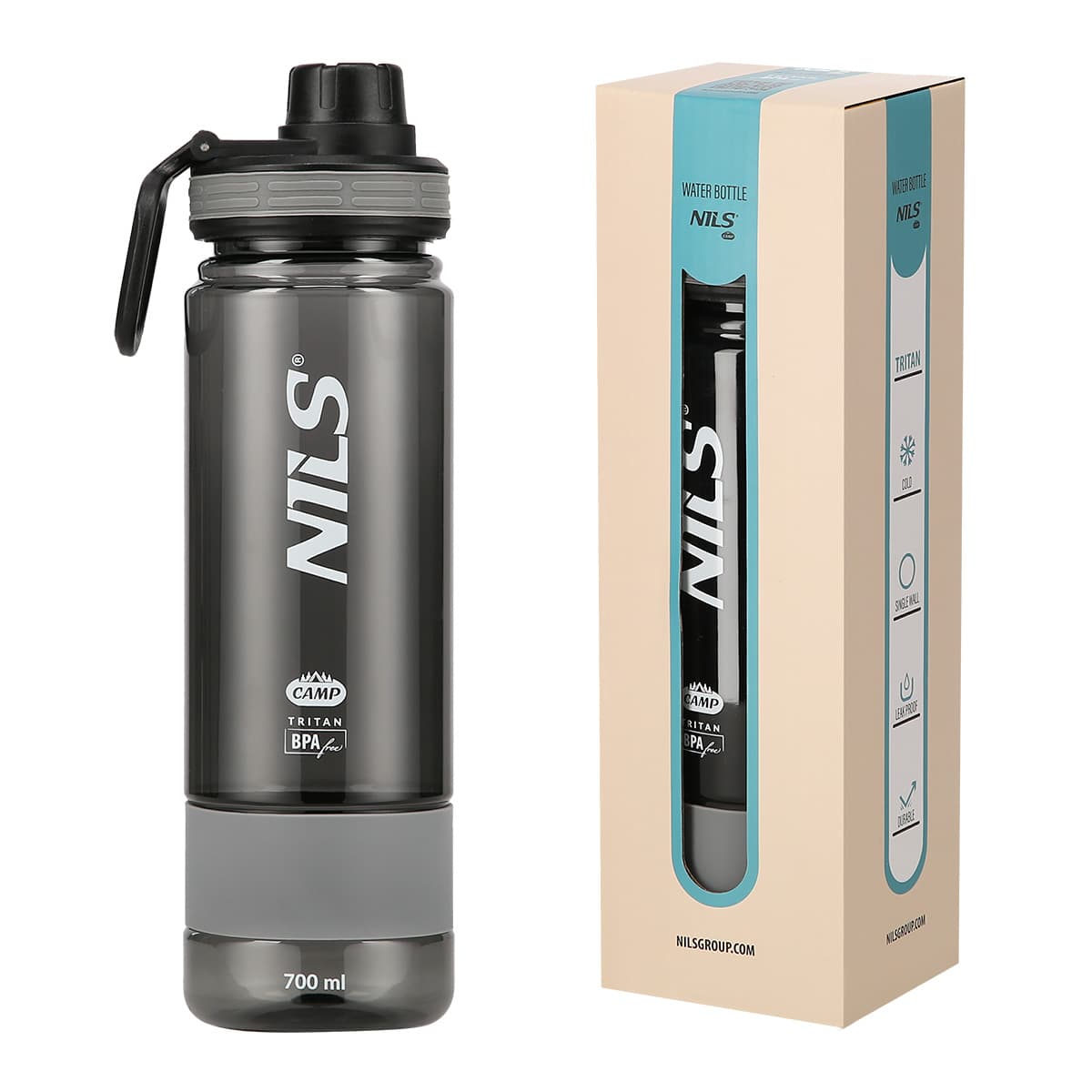Butelka tritanowa szara Nils Camp o pojemności 700 ml 2
