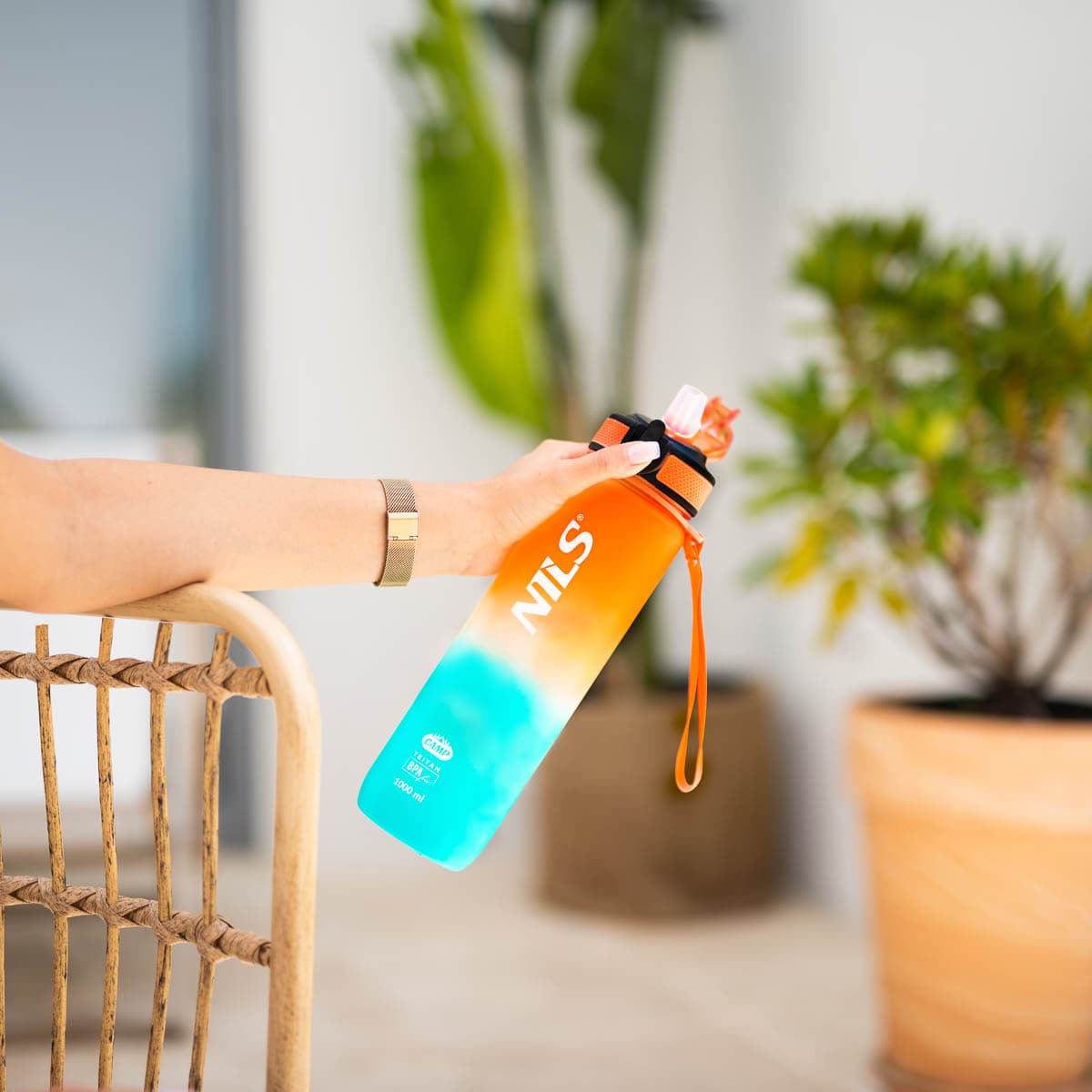 Butelka tritanowa Nils Camp 1000 ml pomarańczowo-niebieska 4