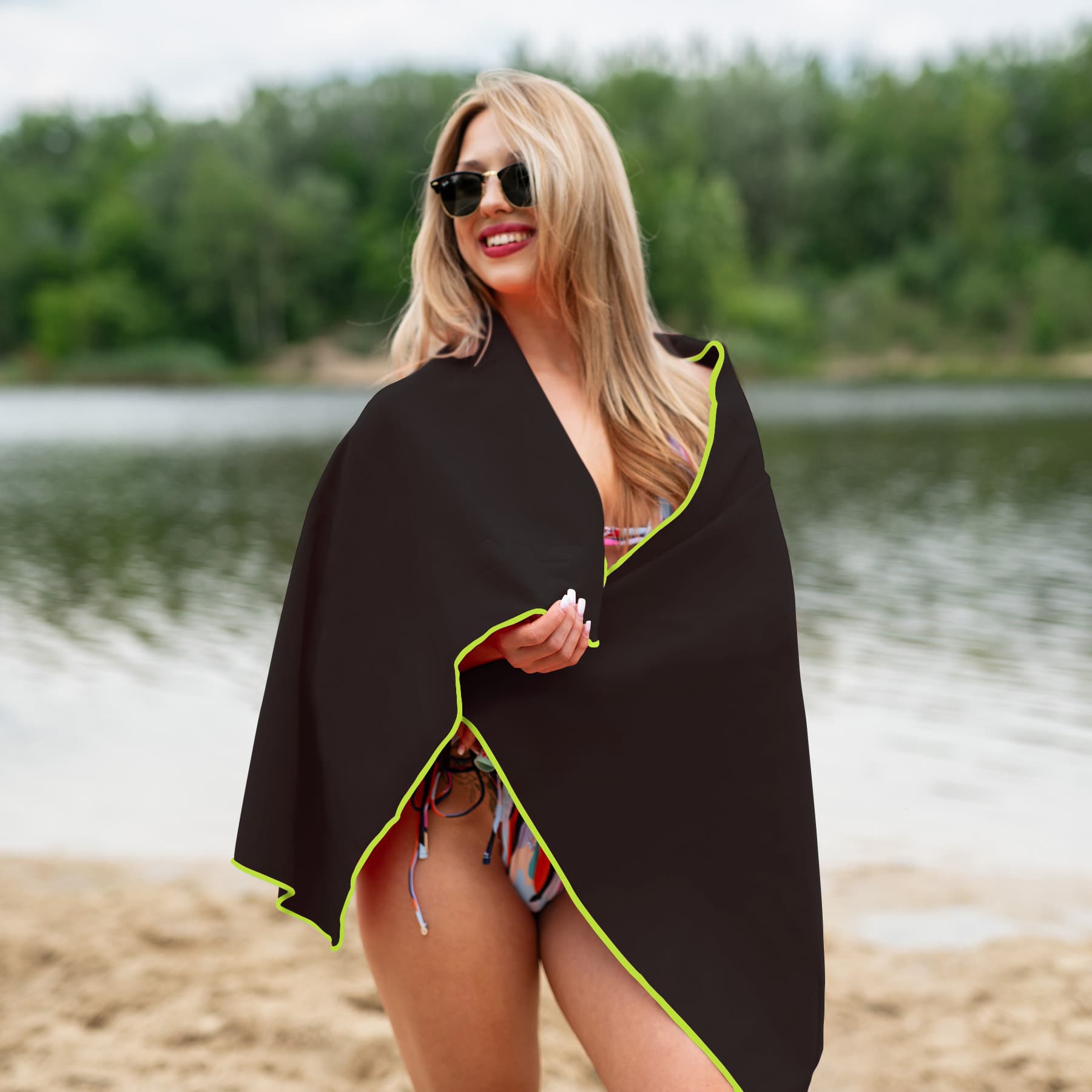 Czarny ręcznik z mikrofibry Nils 140x70 cm 5