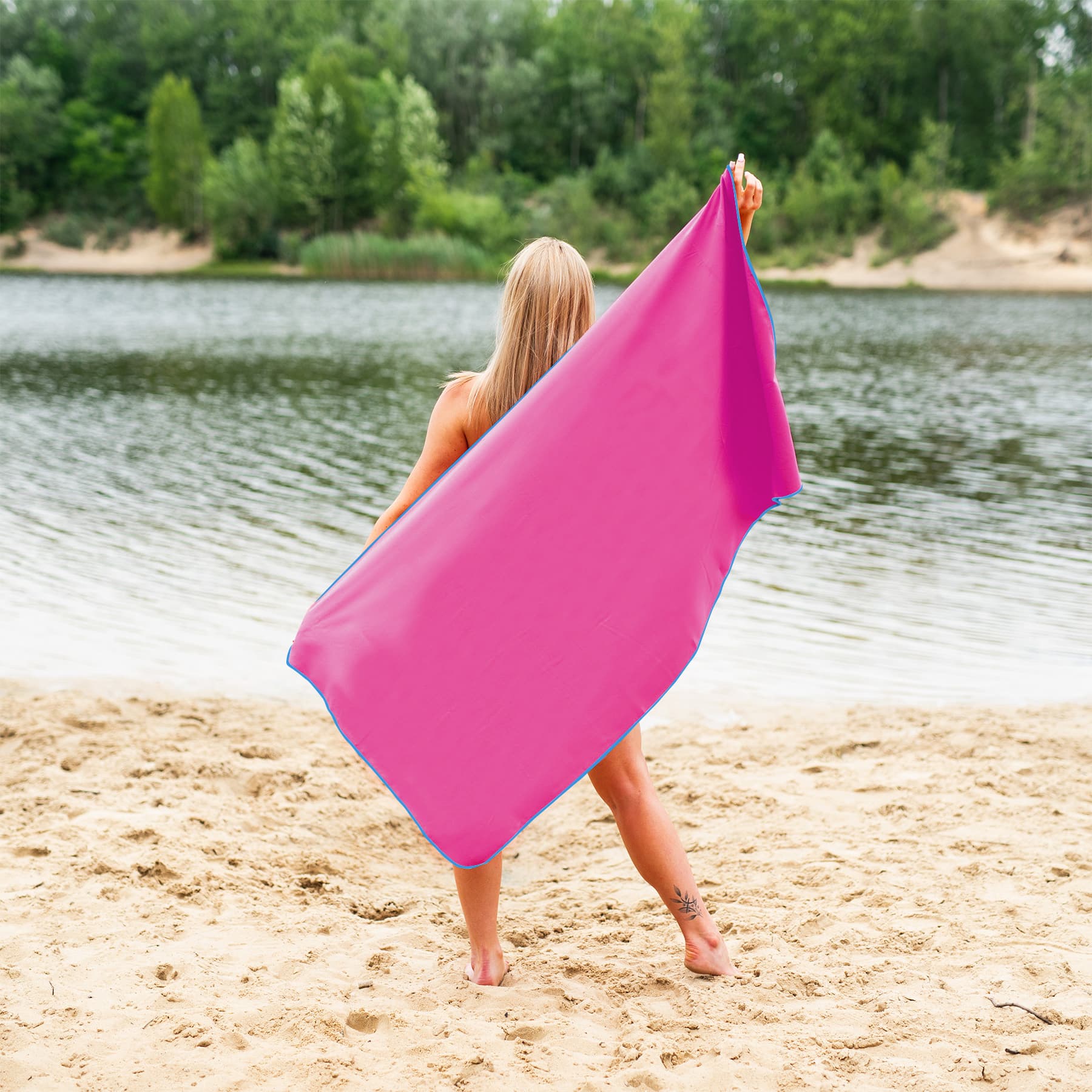 Różowy ręcznik z mikrofibry Nils 140 x 70 cm 2