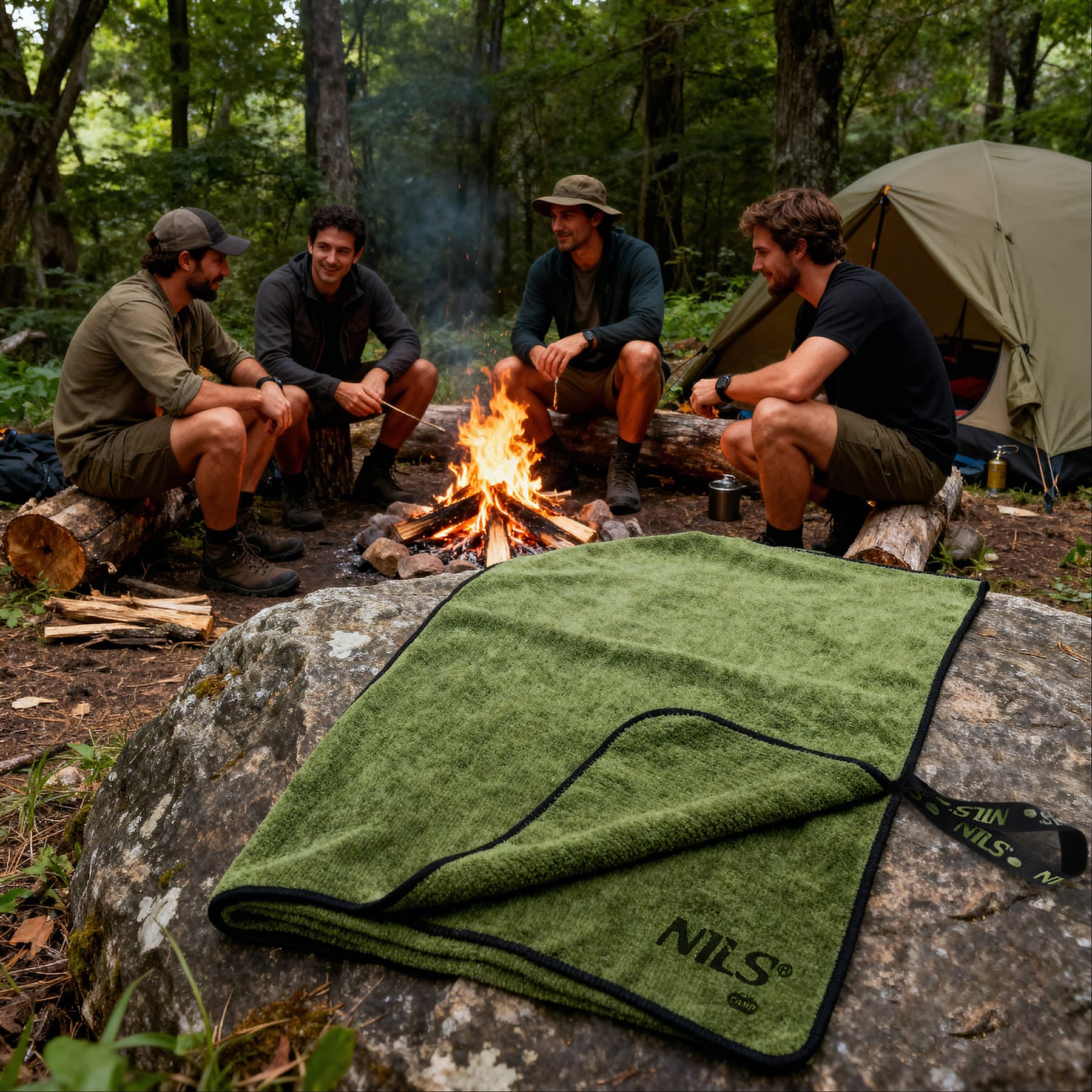 Ręcznik z mikrofibry Nils Camp NCR15 wojskowy khaki 120x60 cm 3