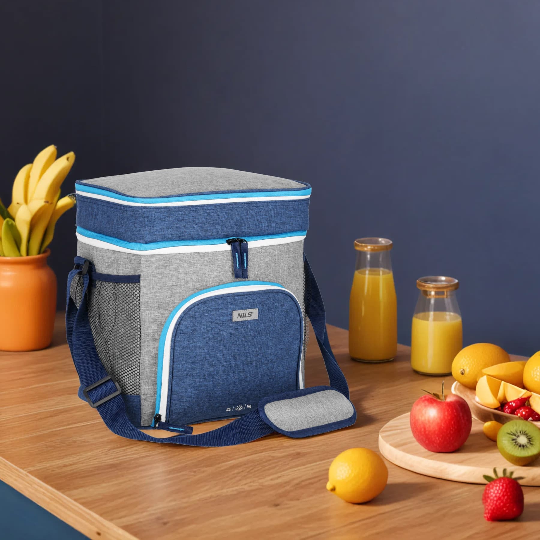 Niebieska torba termiczna Nils NC2902 o pojemności 15 litrów 5