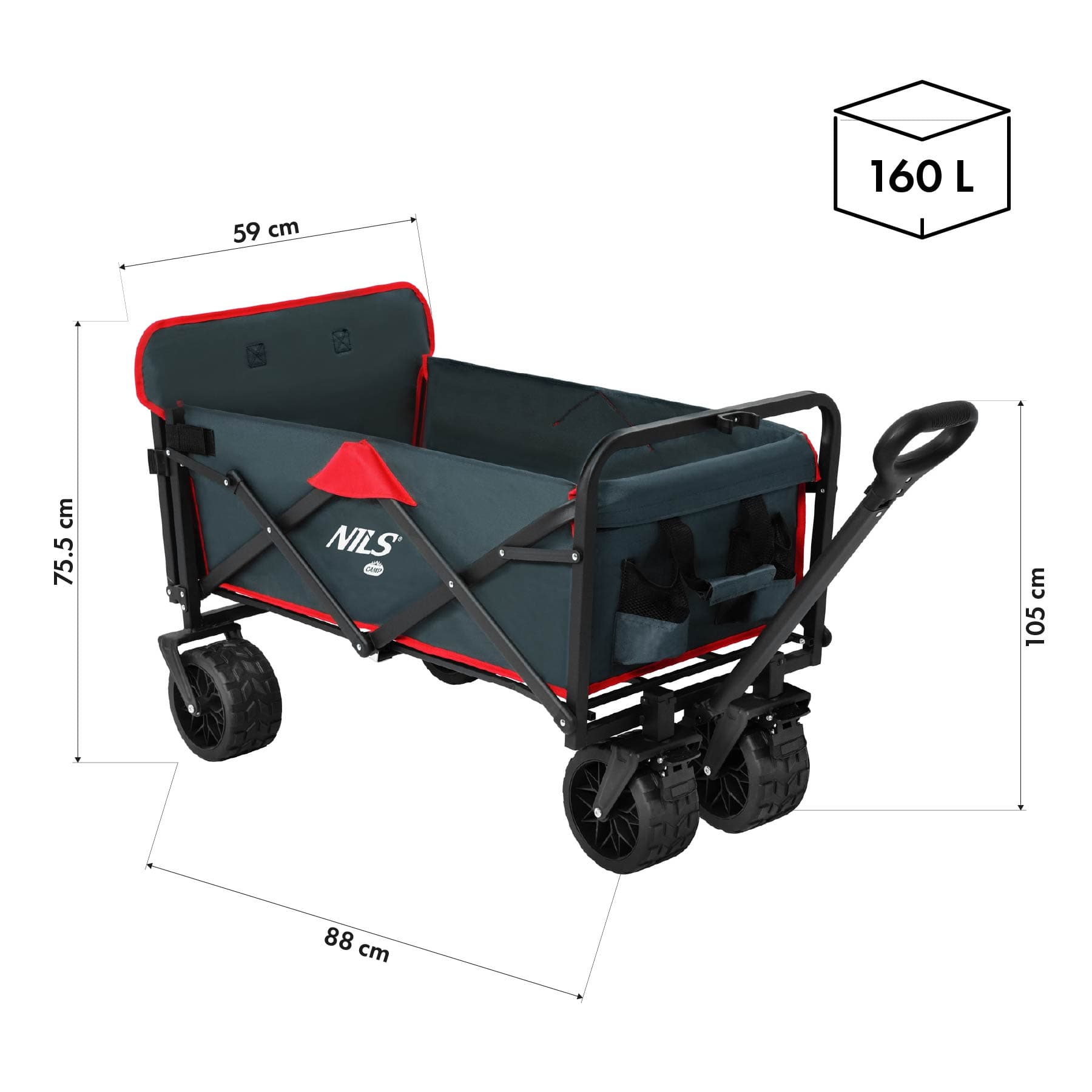 Wózek transportowy składany antracytowy 160L Nils Camp 4