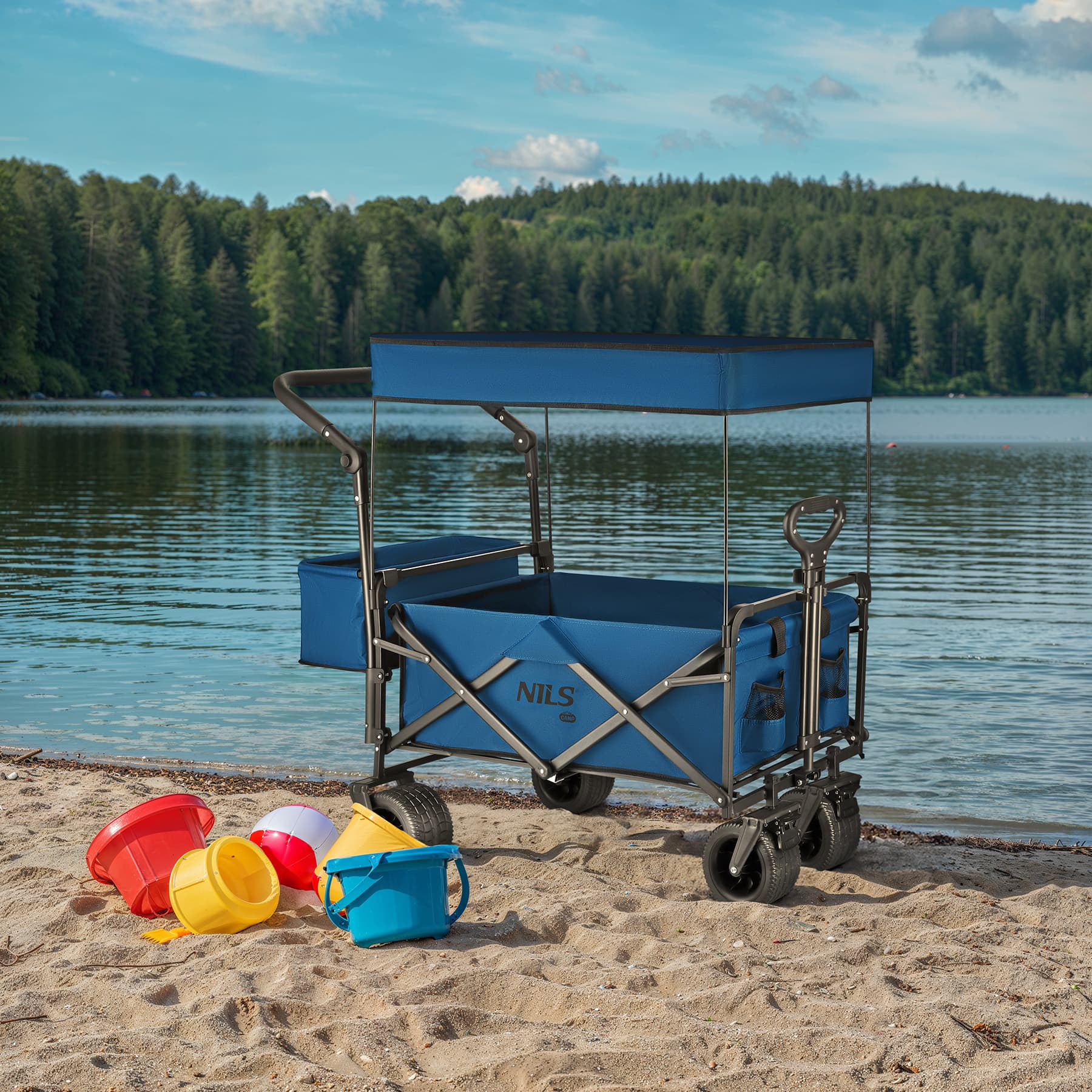 Wózek turystyczny składany niebieski 120L Nils Camp 4