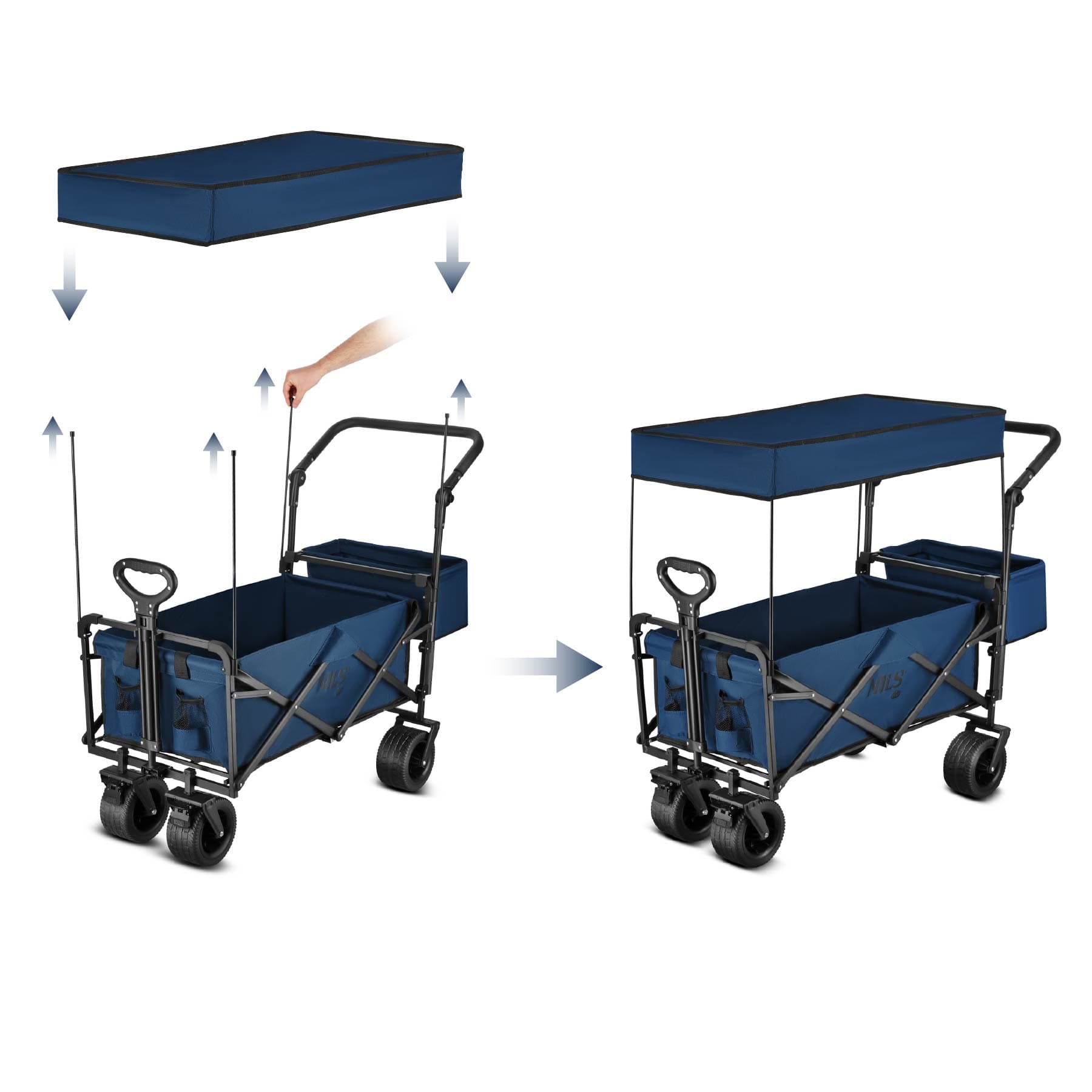 Wózek turystyczny składany niebieski 120L Nils Camp 6