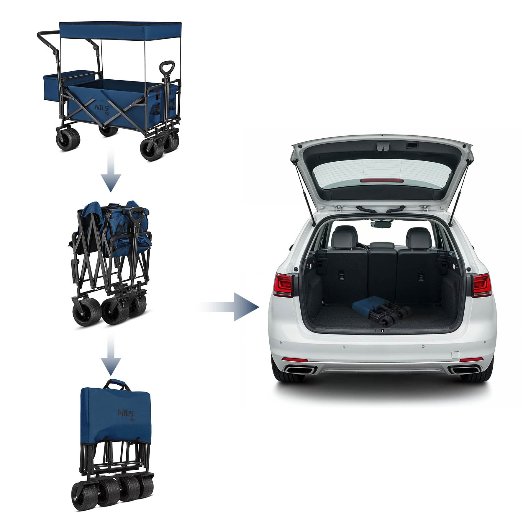 Wózek turystyczny składany niebieski 120L Nils Camp 7