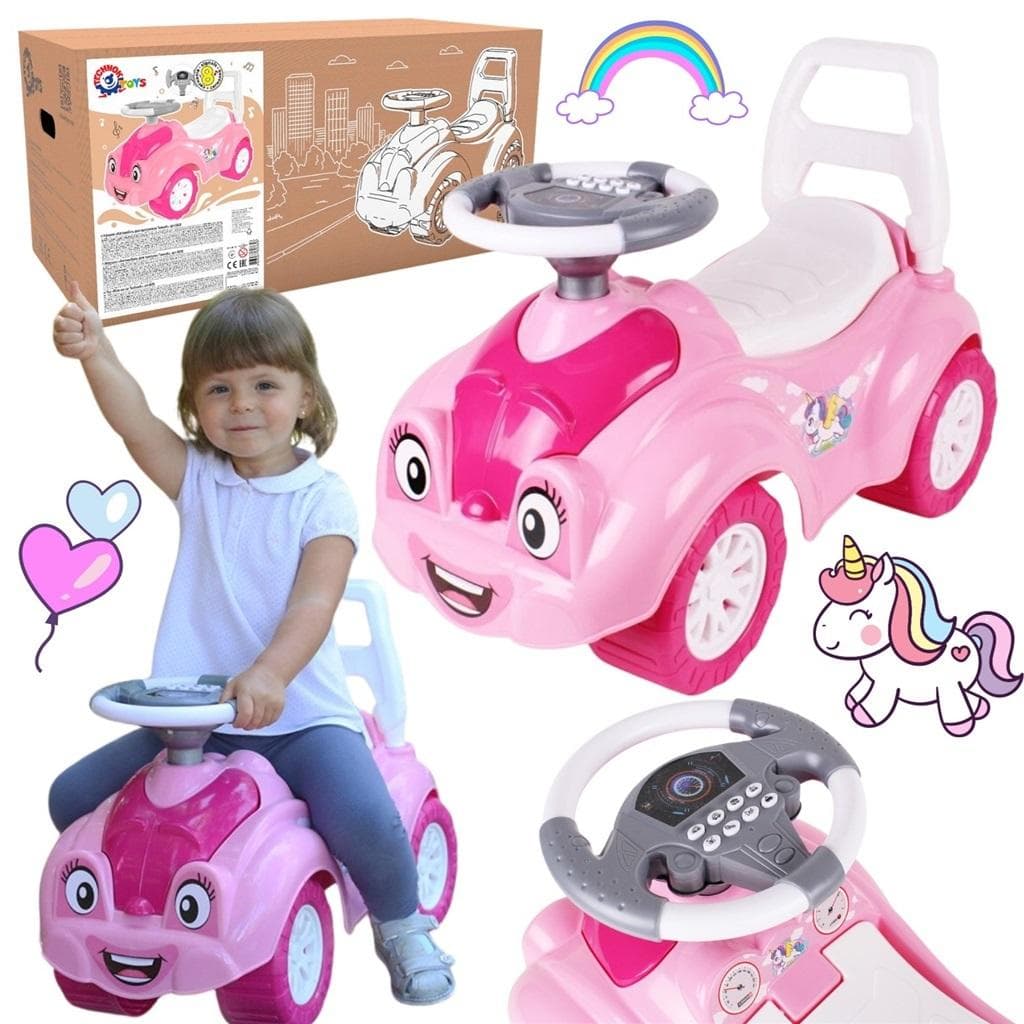 Jeździk pchacz różowy samochód TechnoK z dźwiękiem