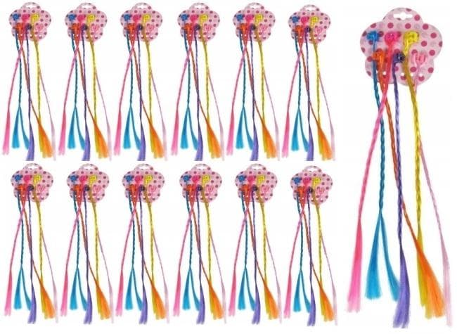 Kolorowe warkoczyki doczepiane do włosów 6 sztuk