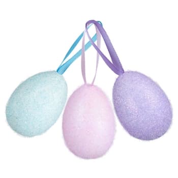 Jajka wielkanocne flokowane z brokatem 3 sztuki 2