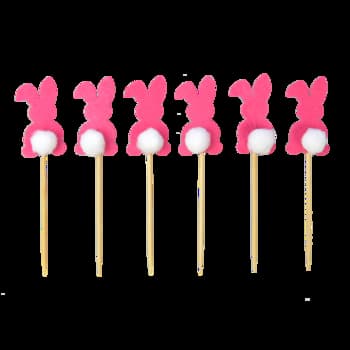 Dekoracyjne króliczki na piku 6 sztuk 3