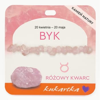 Bransoletka ze znakiem zodiaku Byk z różowego kwarcu 2