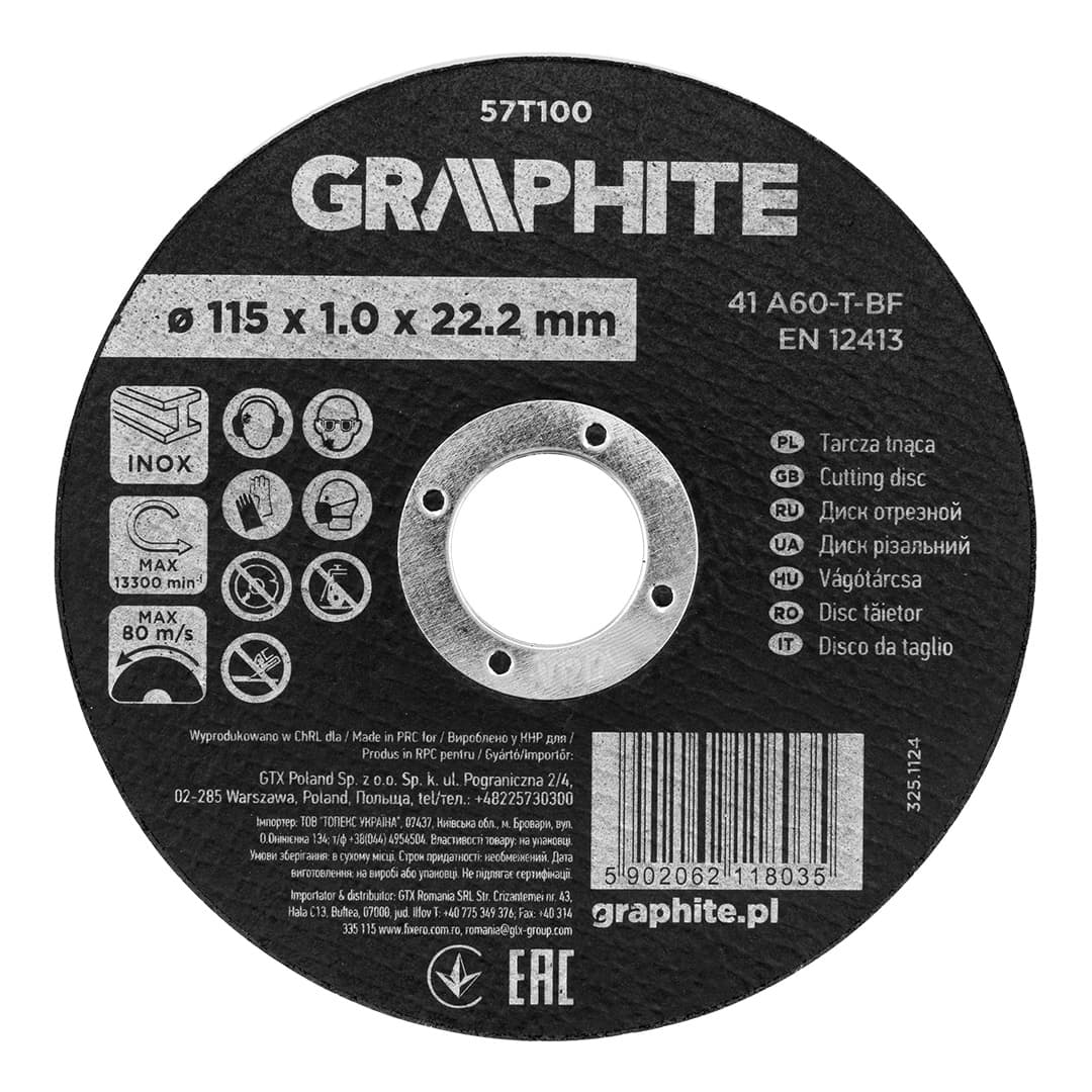 Tarcza tnąca korundowa do metalu INOX 115 x 1.0 x 22.2 mm 2