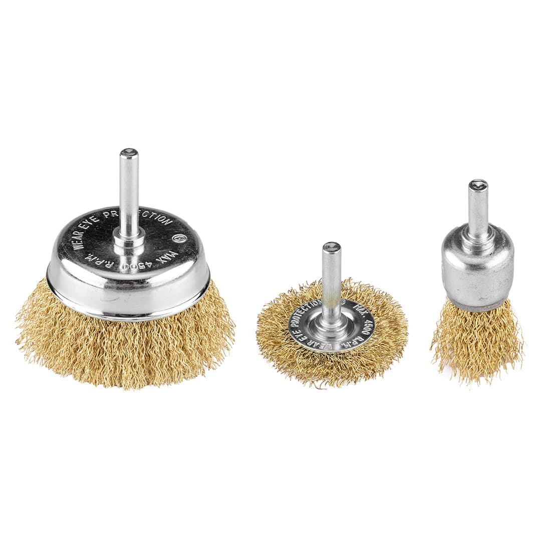 Zestaw szczotek drucianych karbowanych mosiądzowanych 25 50 75 mm 2