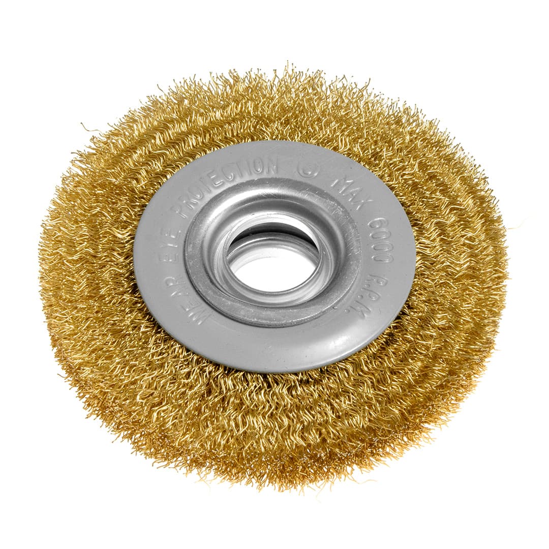 Szczotka druciana tarczowa 100 x 20 mm, drut karbowany, mosiądzowany 2