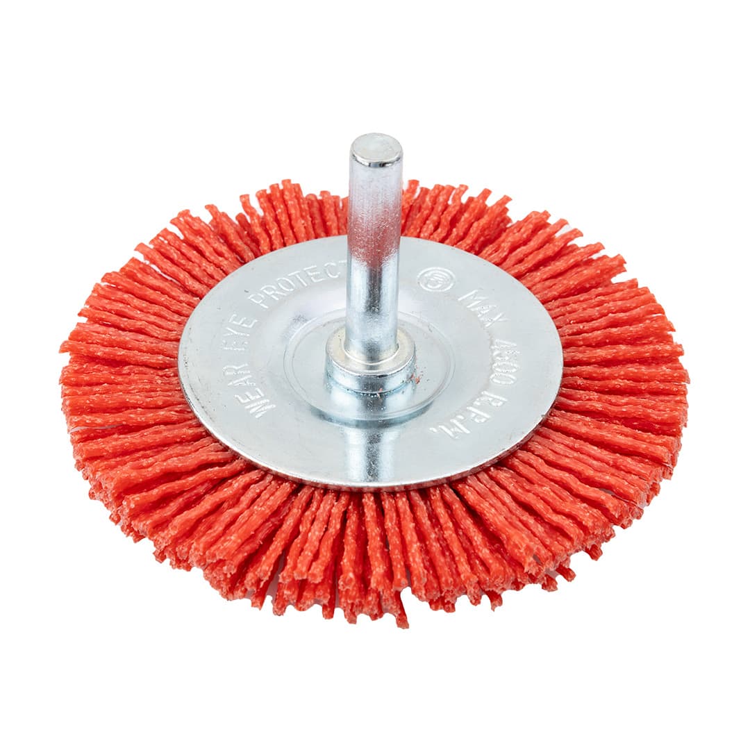 Szczotka tarczowa nylonowa 75 mm z trzpieniem 6 mm 2