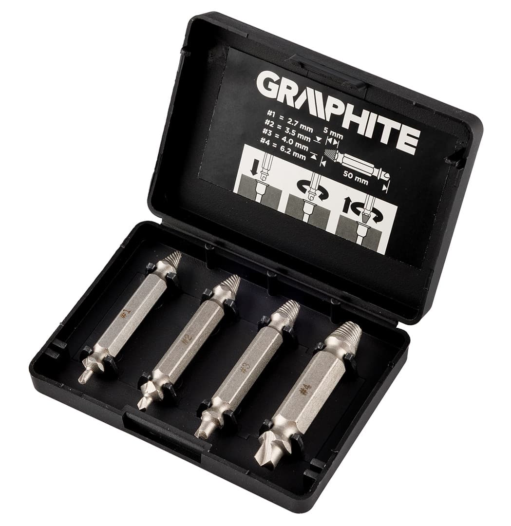 Wykrętaki dwustronne do zerwanych śrub i uszkodzonych gniazd, zestaw 4 sztuki 3